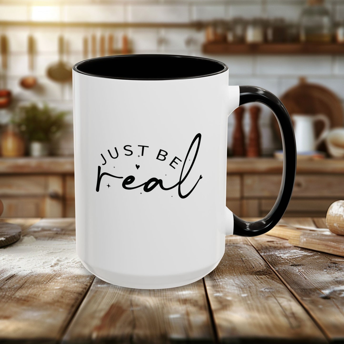 colorful mugs (11oz, 15oz) - just be real - authentic living quote