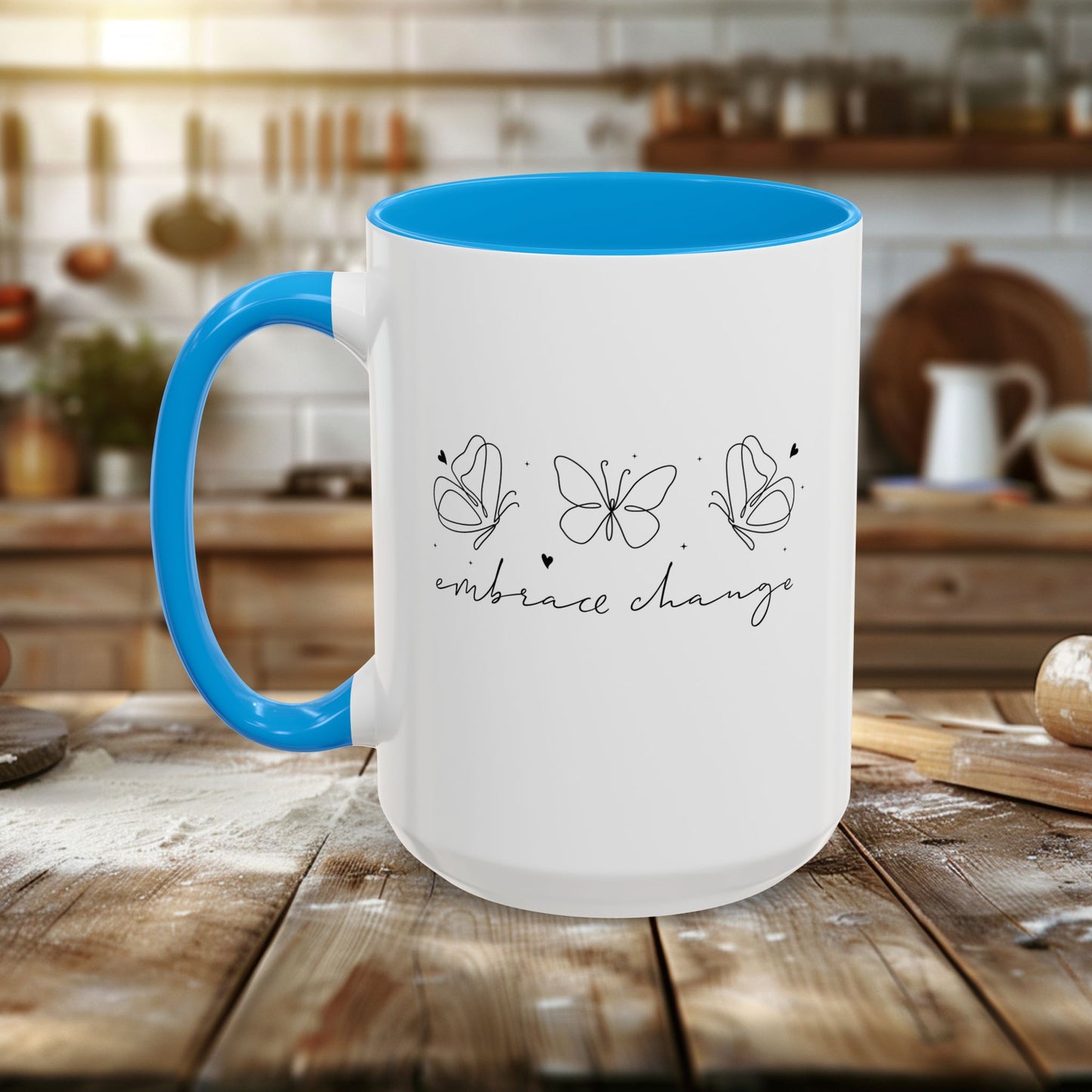 colorful mugs (11oz, 15oz) - embrace change - growth mindset quote