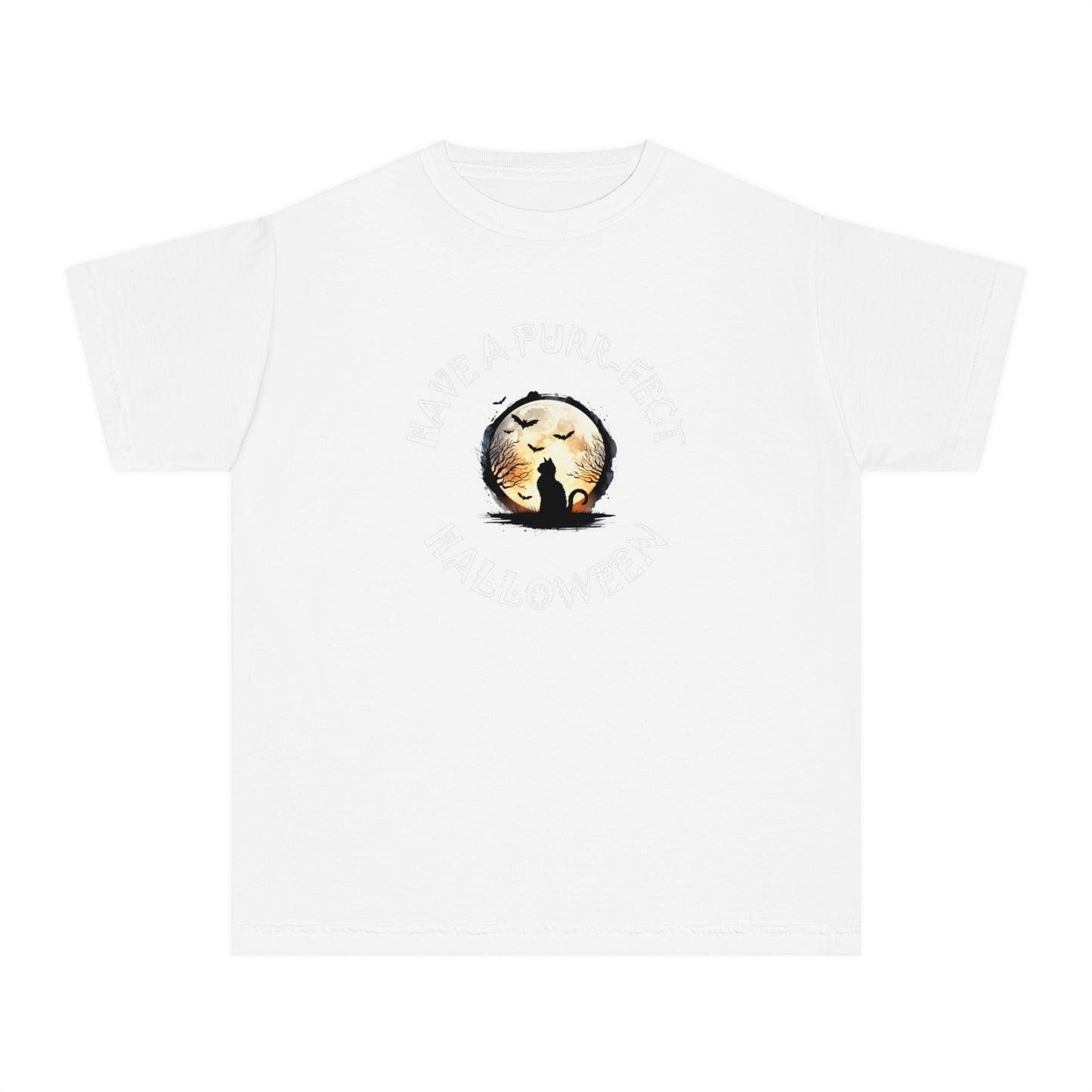 youth t-shirt, girls tee, cat lovers halloween - have a purr_fect halloween