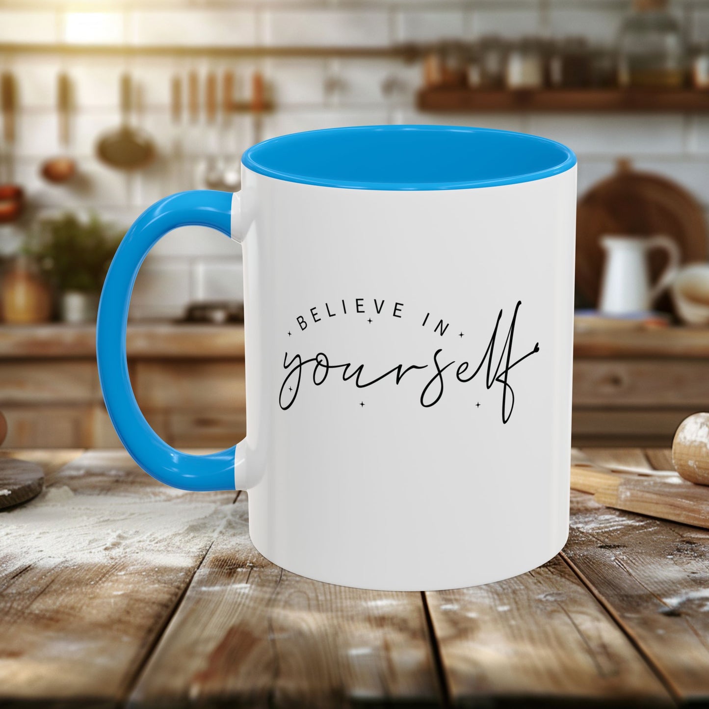 colorful mugs (11oz, 15oz) - believe in yourself - classic self-esteem booster
