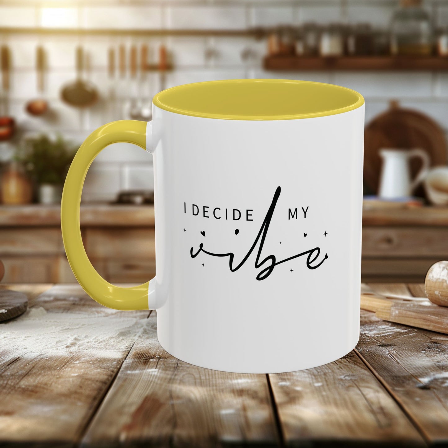 colorful mugs (11oz, 15oz) - i decide my vibe - confidence & control quote