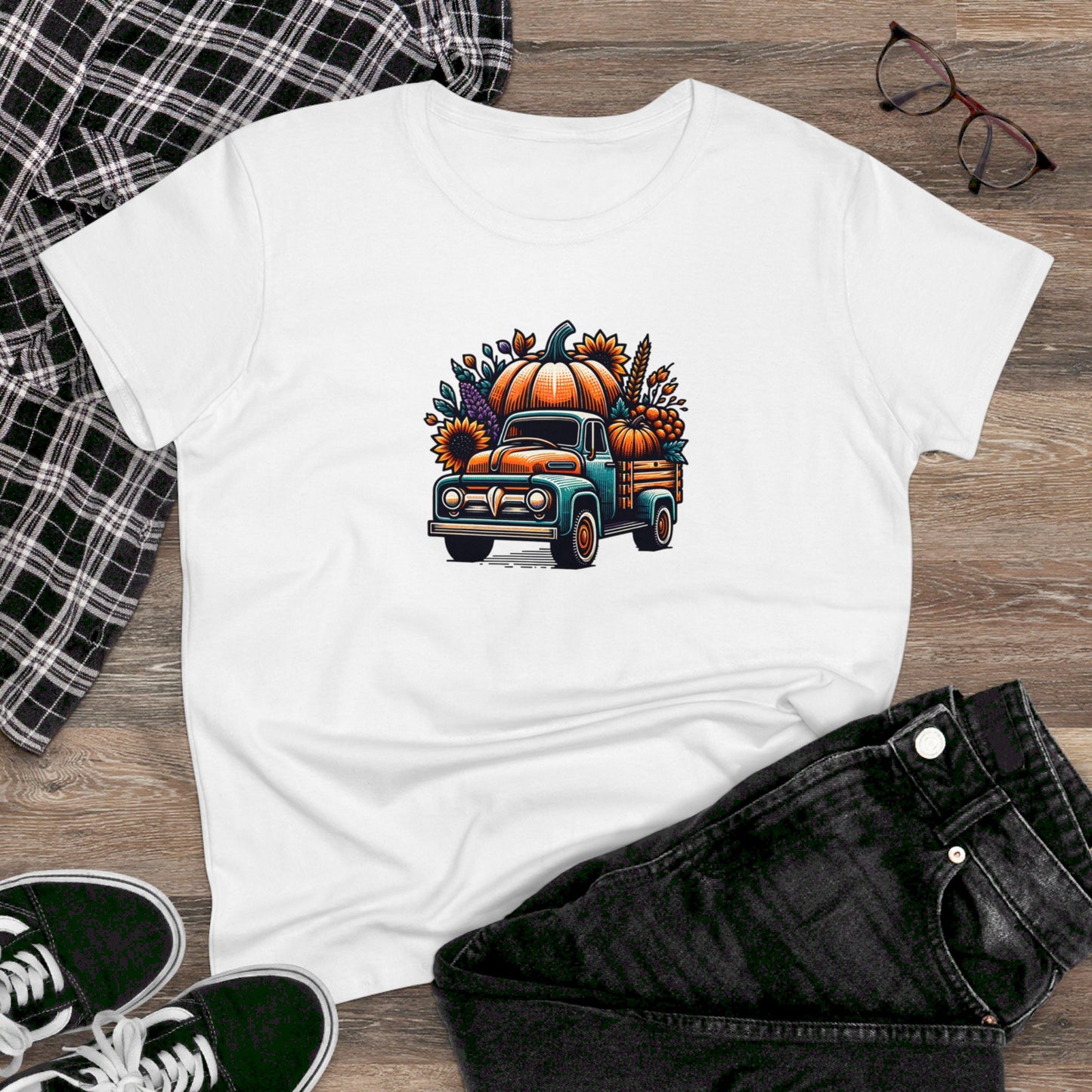 womens t-shirt - pumpkin truck!