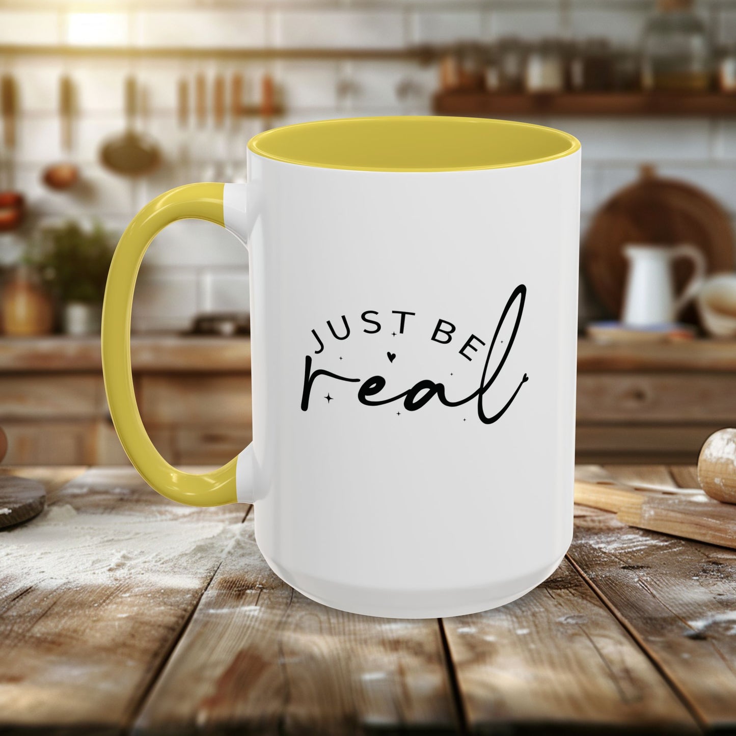 colorful mugs (11oz, 15oz) - just be real - authentic living quote