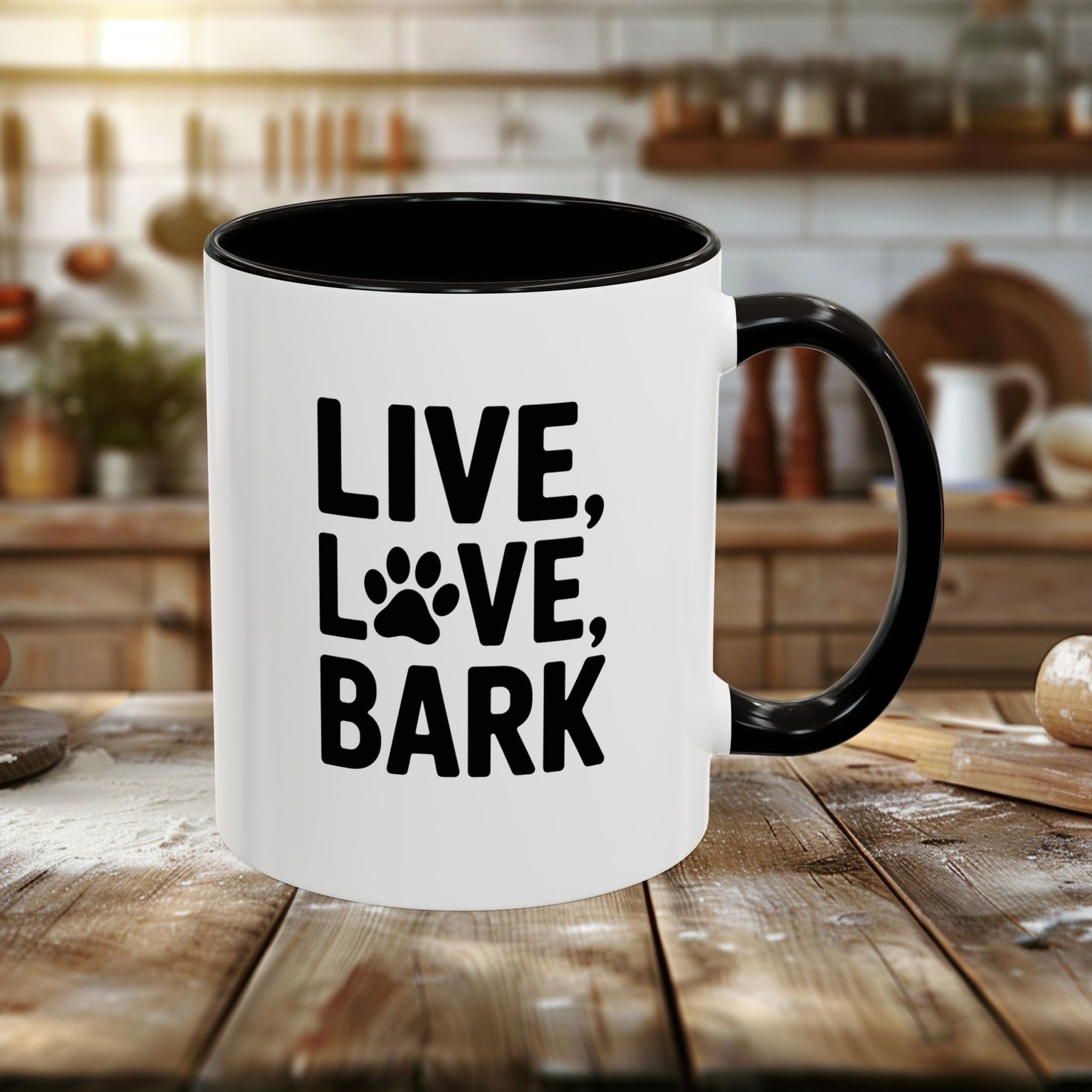 colorful mugs (11oz, 15oz) - live love bark | funny dog lover gift | cute pet quote design