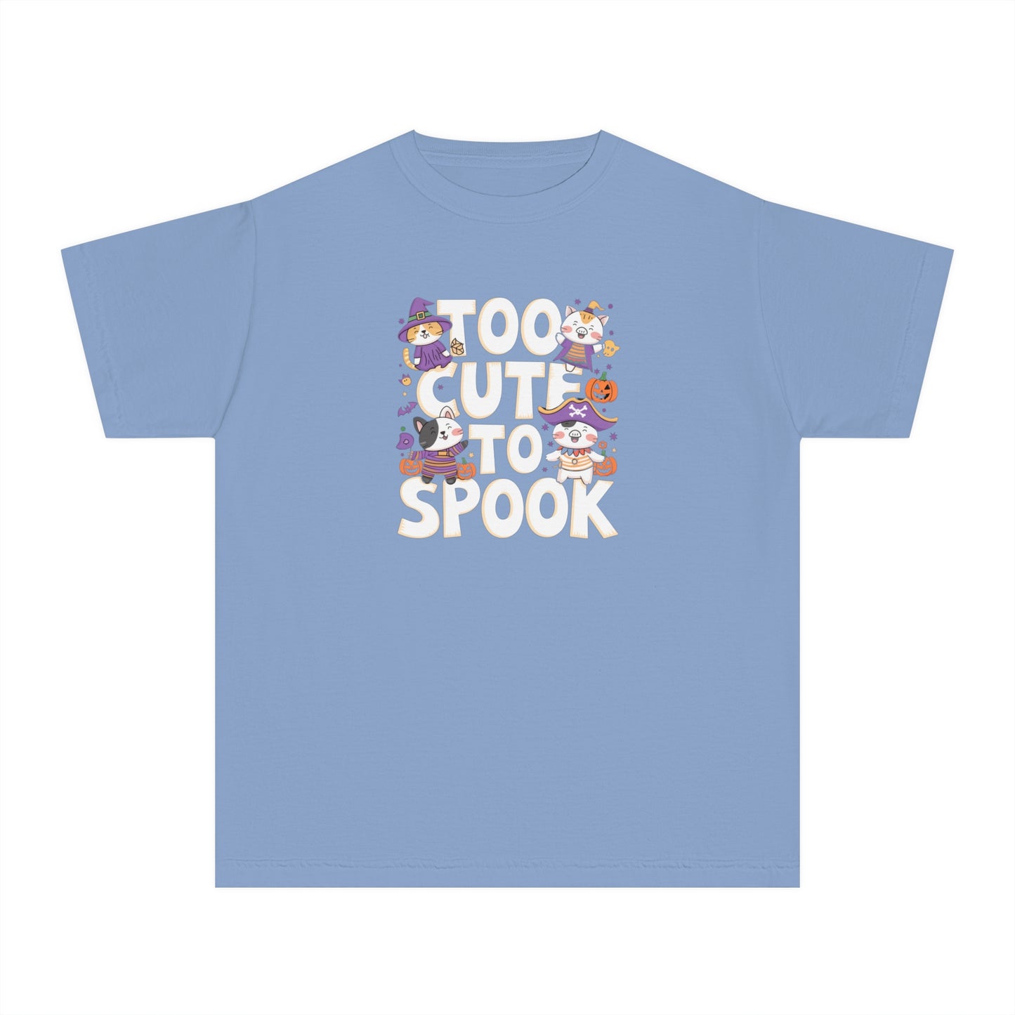 youth t-shirt, youth halloween t-shirt, too cute to spook!