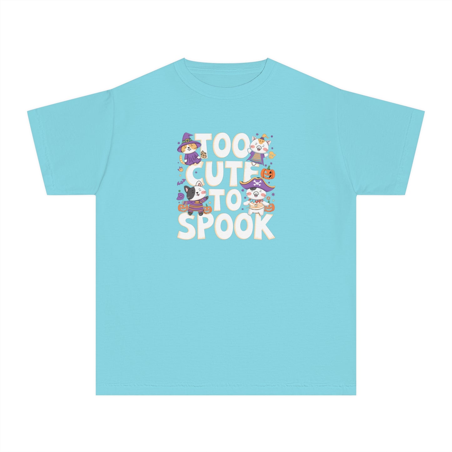youth t-shirt, youth halloween t-shirt, too cute to spook!