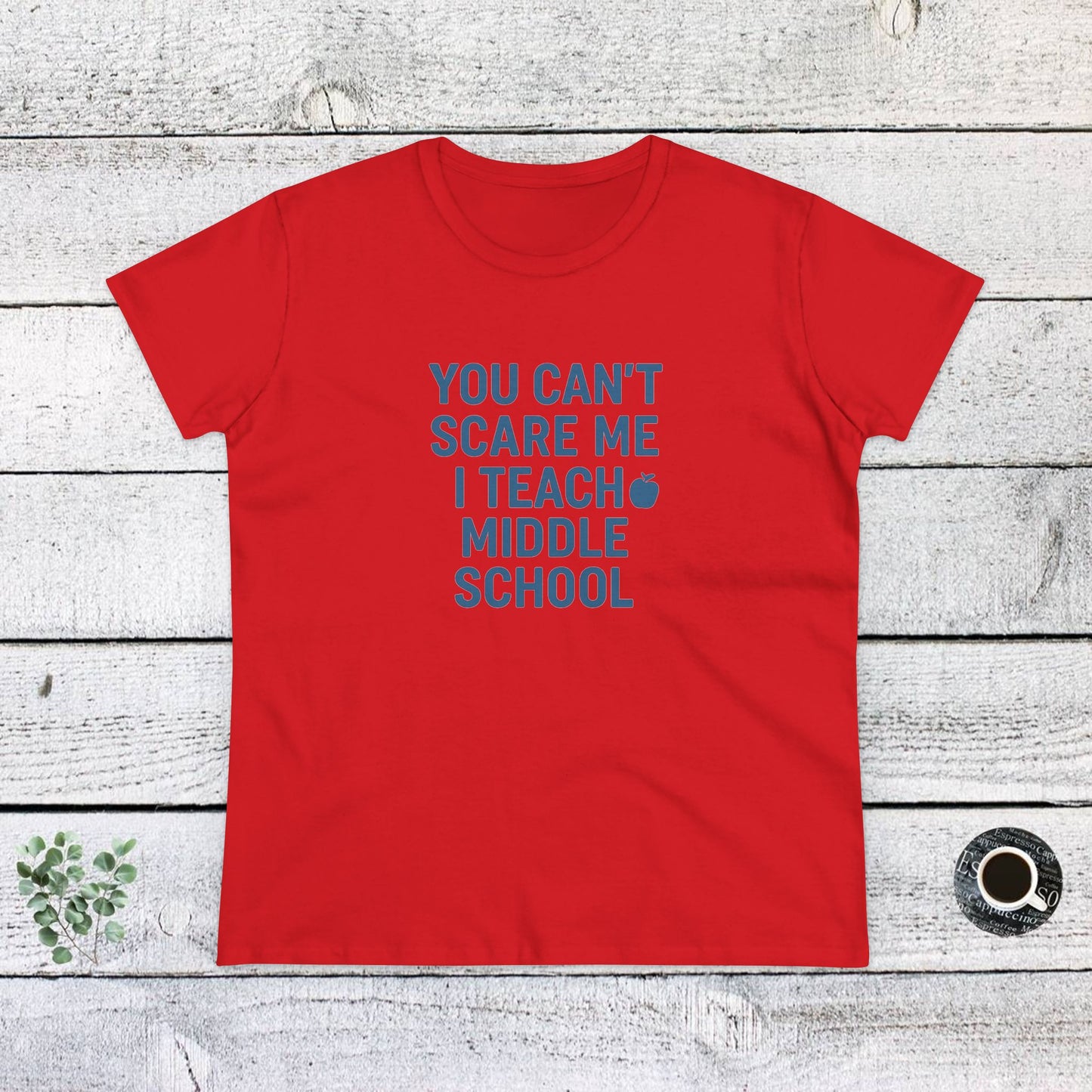 funny women's cotton tee - 'you can't scare me, i teach middle school'. teachers with attitude.