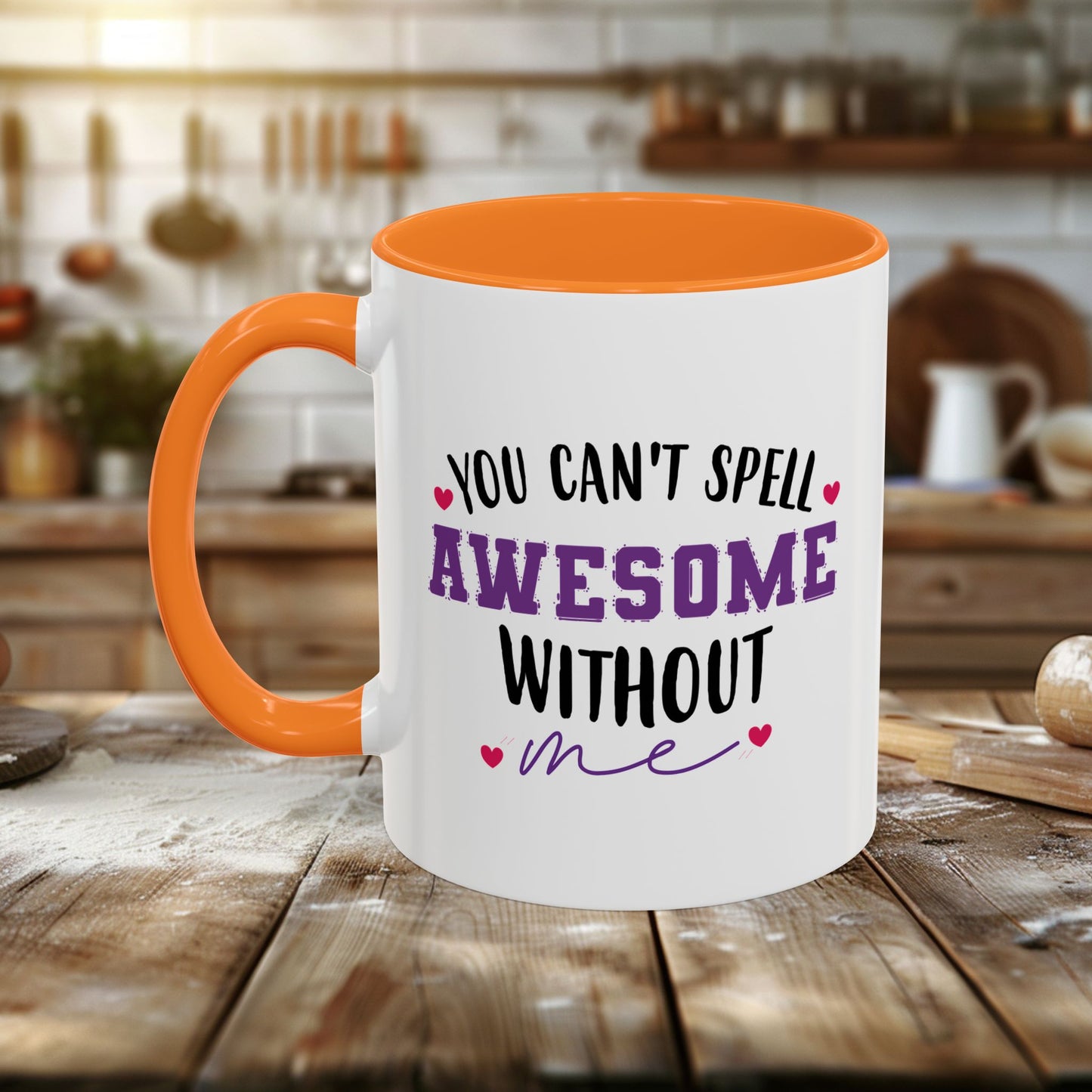 colorful mugs (11oz, 15oz) - you can’t spell awesome without me - funny confidence quote