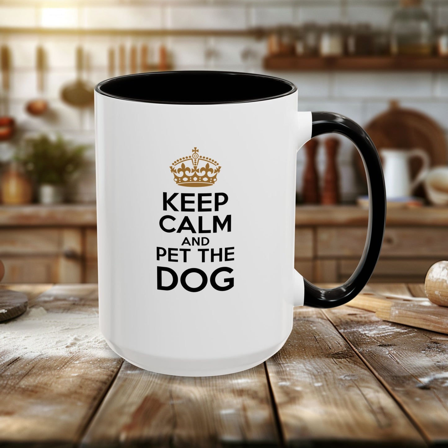 colorful mugs (11oz, 15oz) - keep calm and pet the dog | funny dog lover gift | cute pet quote design