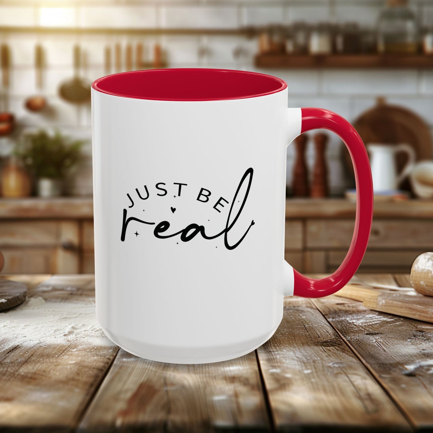 colorful mugs (11oz, 15oz) - just be real - authentic living quote