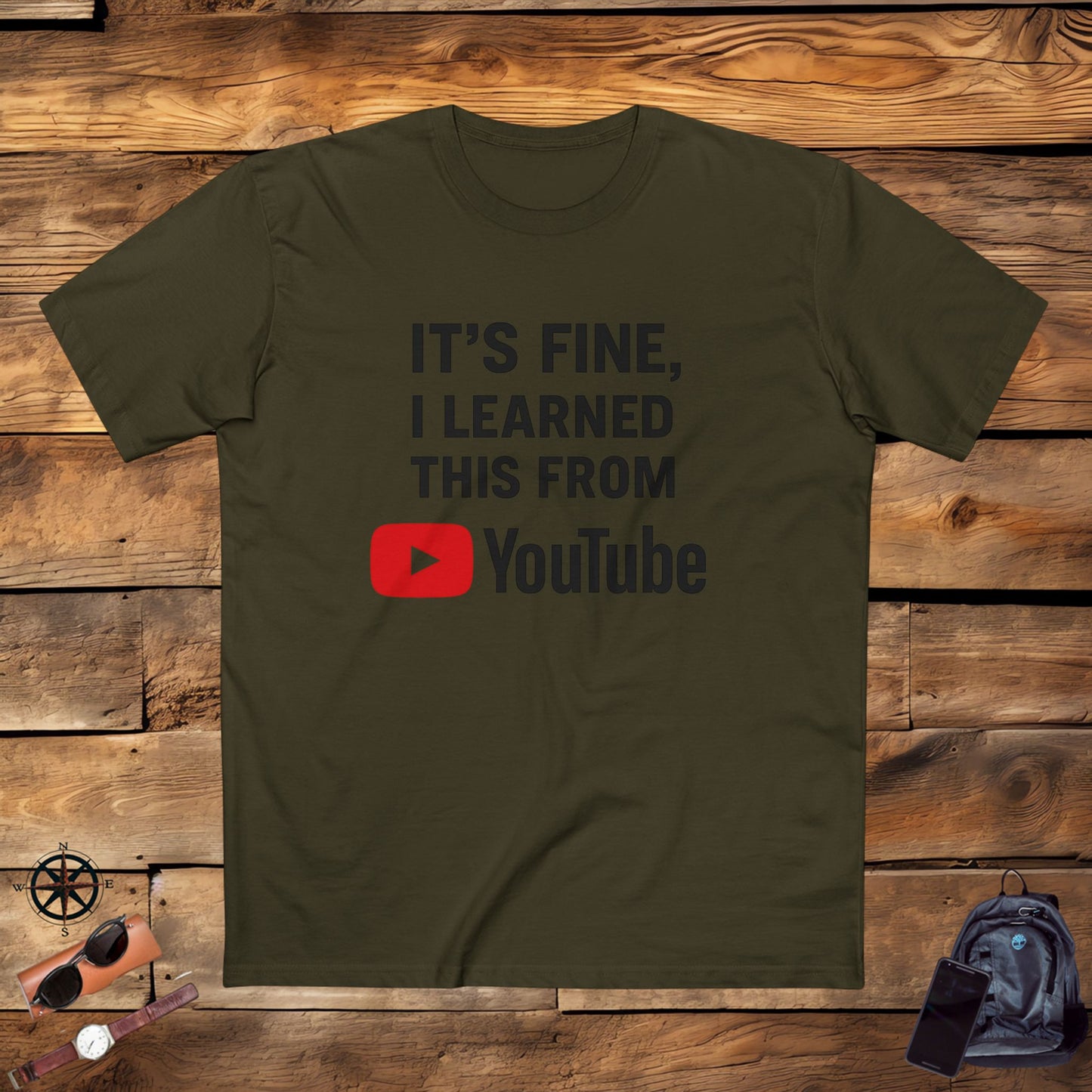 men's stable tee: it's fine, i learned this from youtube