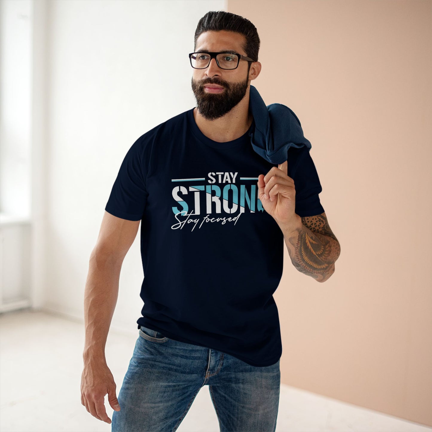 adult staple tee - stay strong - simple motivation design