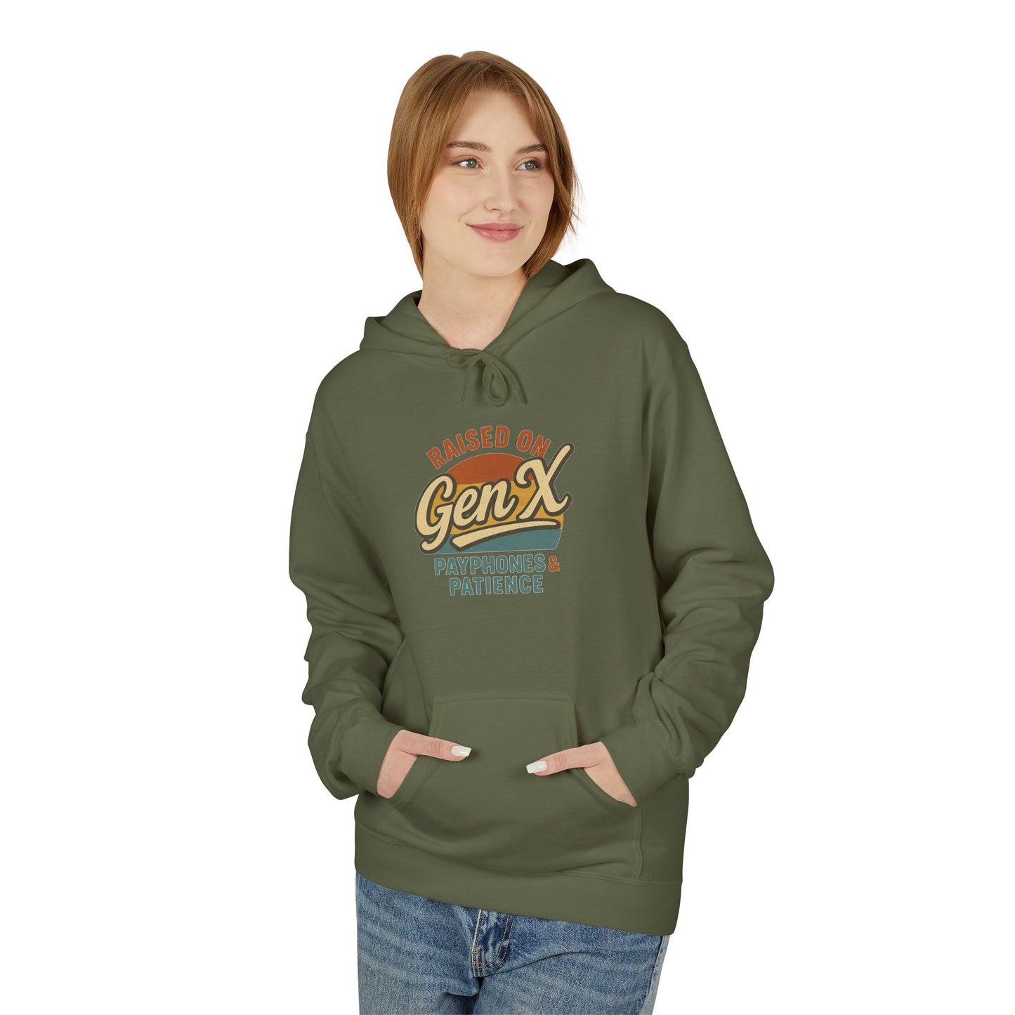 unisex softstyle hoodie - raised on gen x design