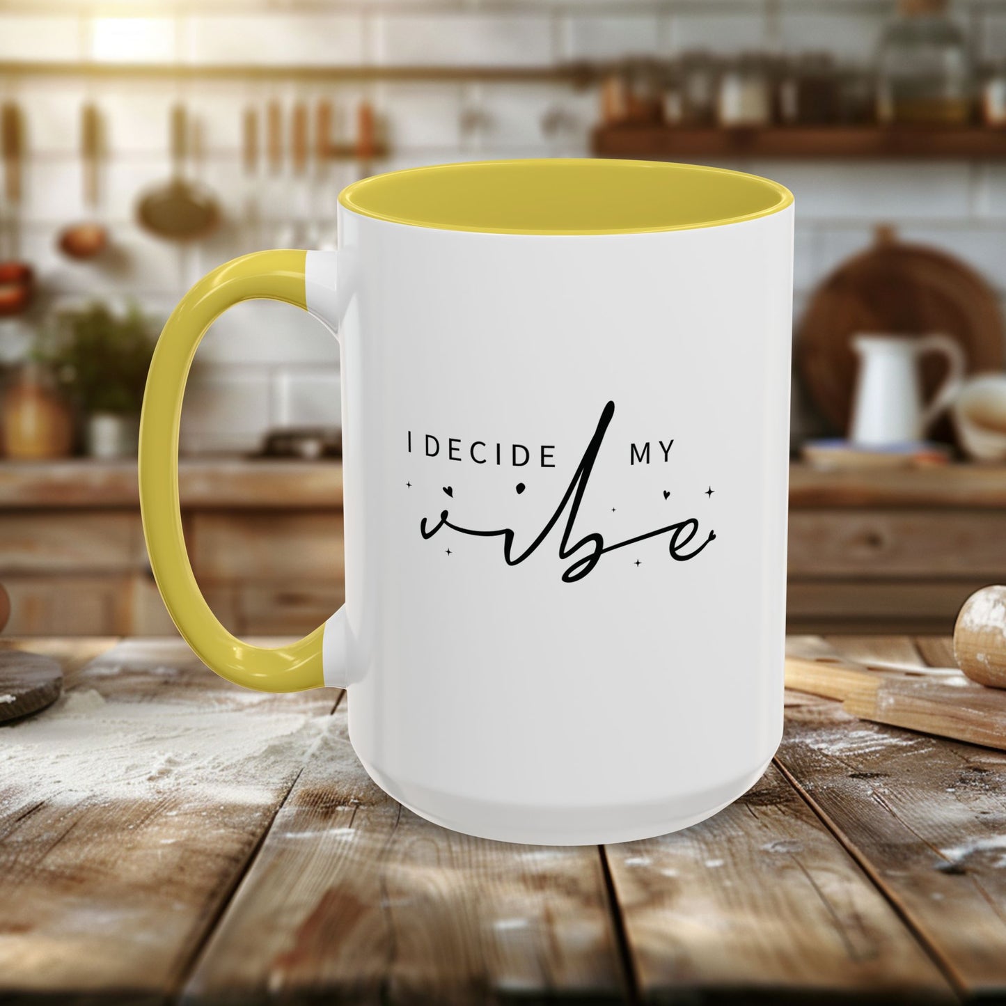 colorful mugs (11oz, 15oz) - i decide my vibe - confidence & control quote