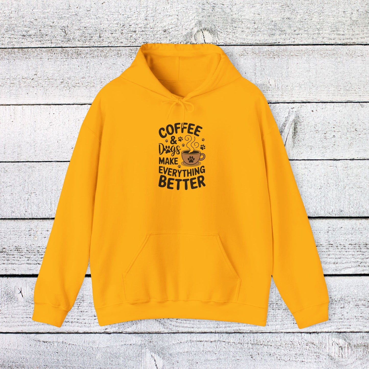 unisex heavy blend™ hooded sweatshirt - coffee and dogs make everything better | funny dog lover gift | cute pet quote design