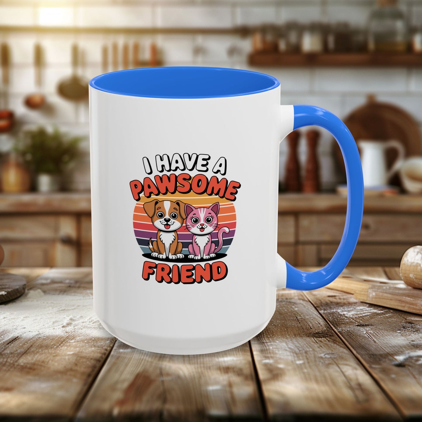 colorful mugs (11oz, 15oz) - i have a pawesome friend | funny dog lover gift | cute pet quote design