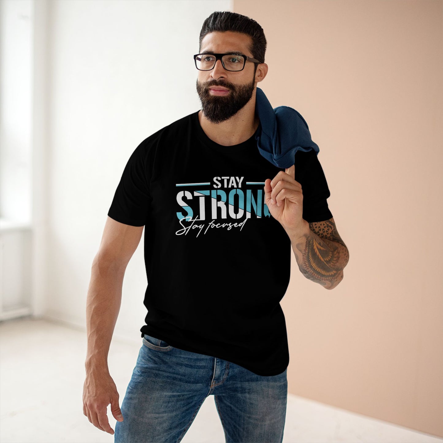 adult staple tee - stay strong - simple motivation design