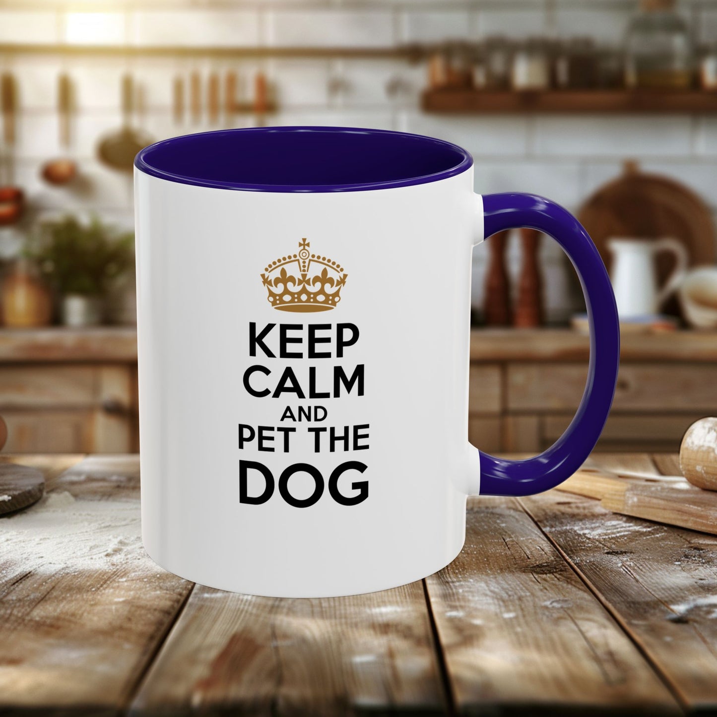 colorful mugs (11oz, 15oz) - keep calm and pet the dog | funny dog lover gift | cute pet quote design