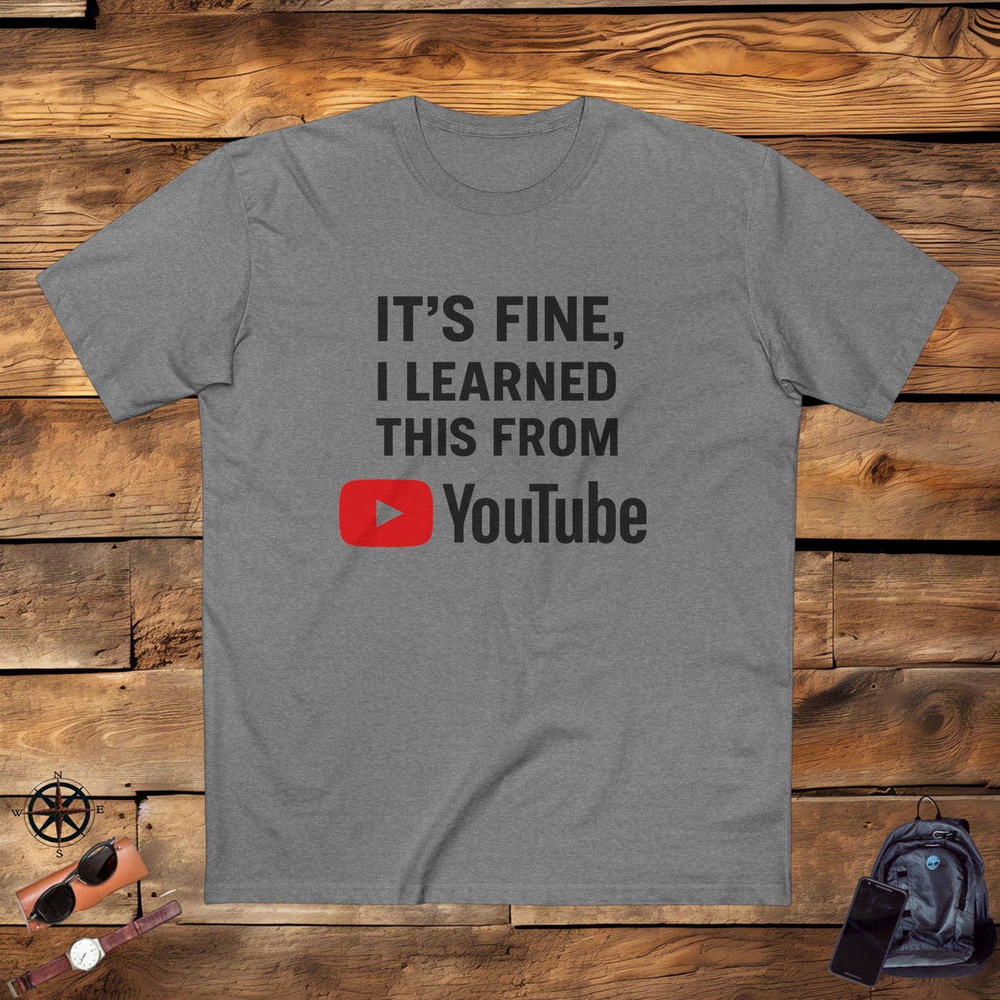 men's stable tee: it's fine, i learned this from youtube