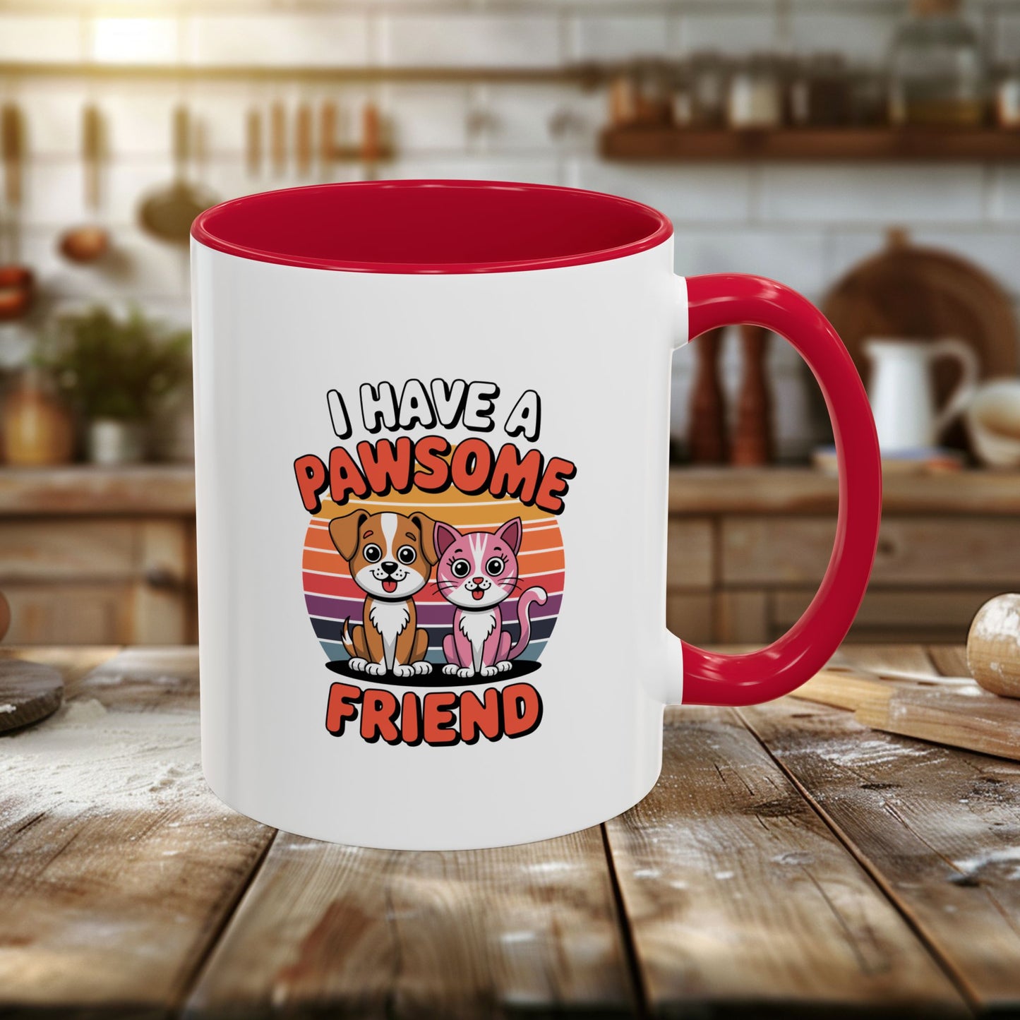 colorful mugs (11oz, 15oz) - i have a pawesome friend | funny dog lover gift | cute pet quote design