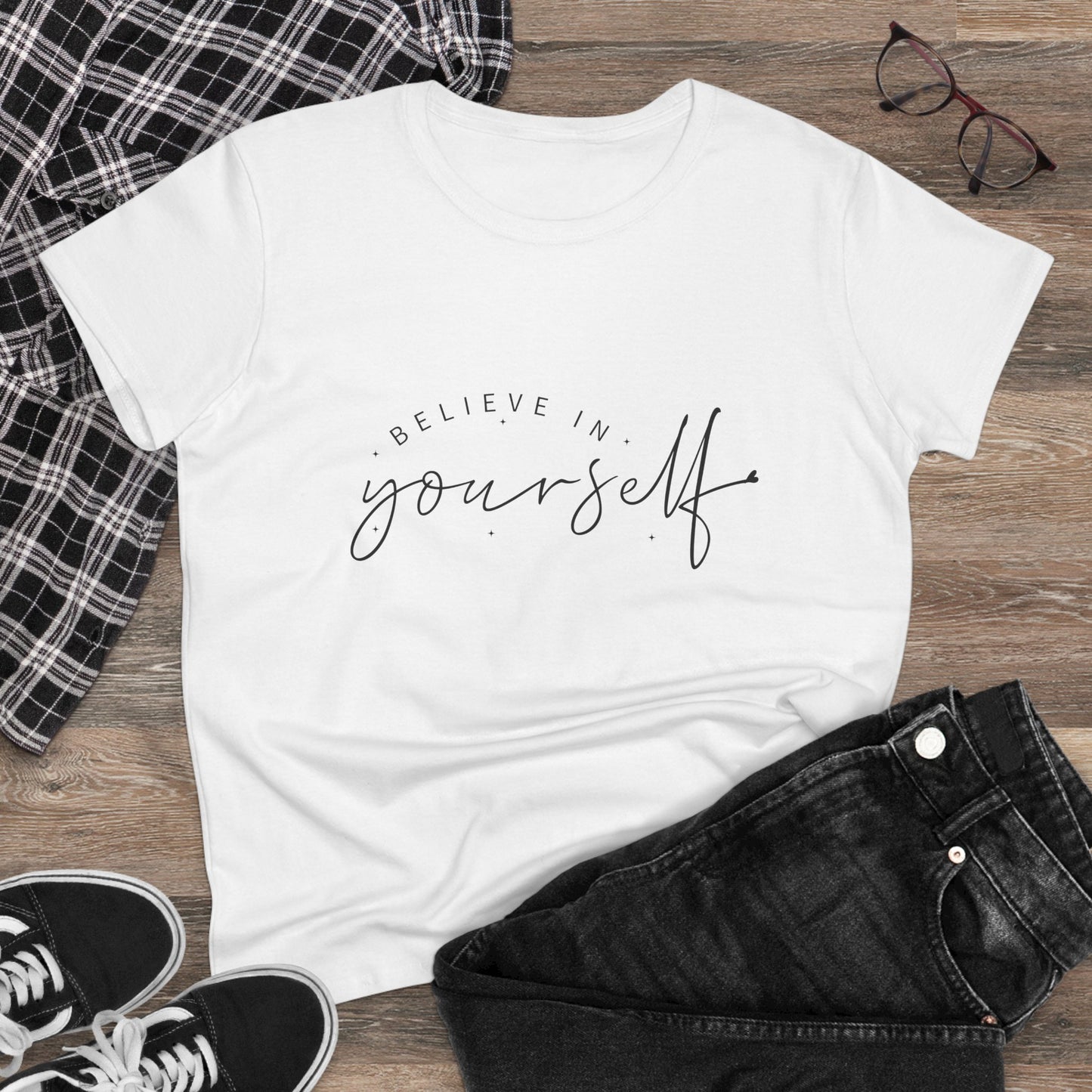 women's cotton tee: believe in yourself design