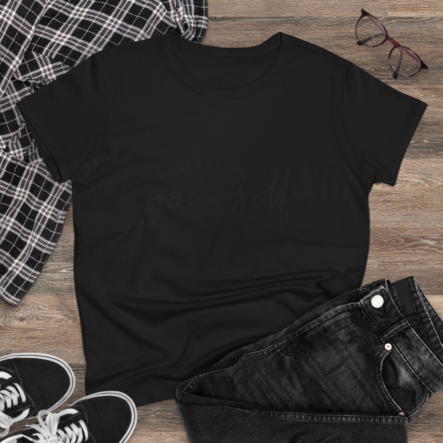 women's cotton tee: believe in yourself design