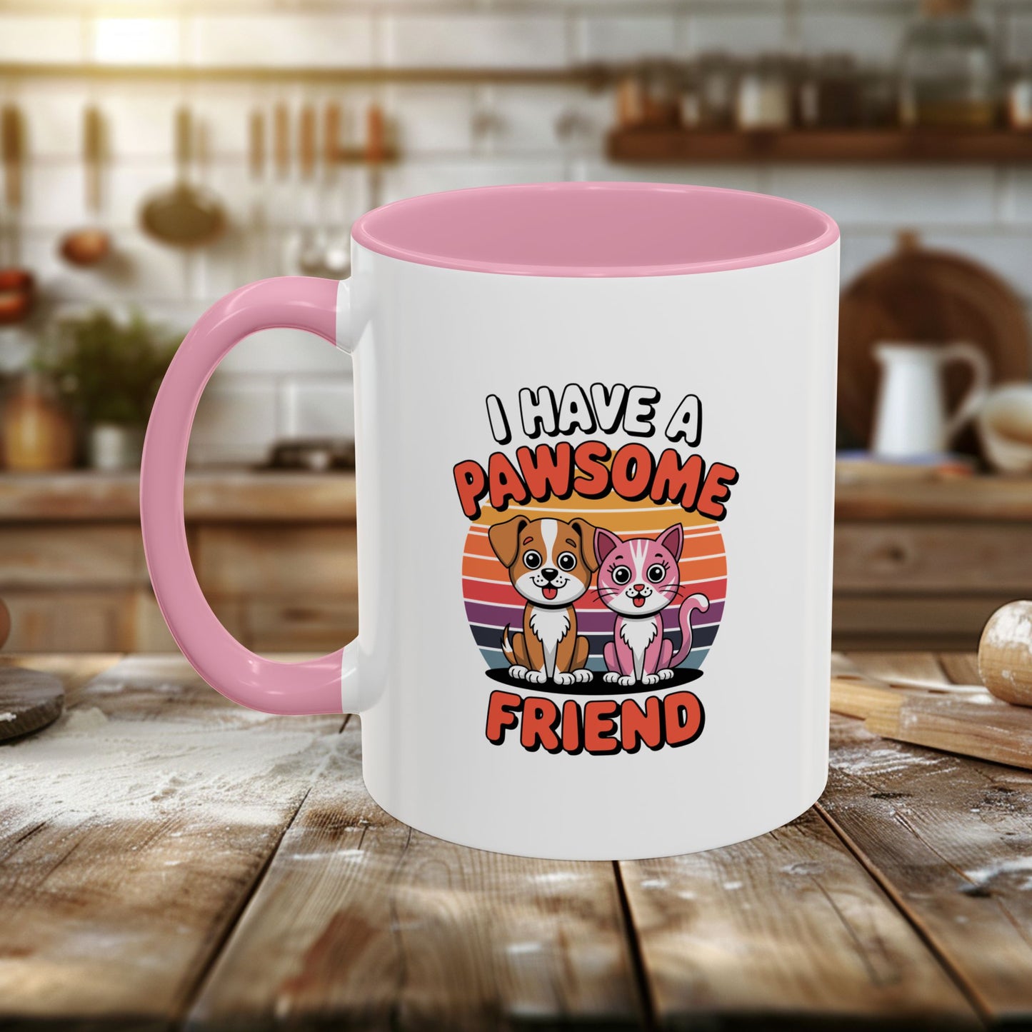 colorful mugs (11oz, 15oz) - i have a pawesome friend | funny dog lover gift | cute pet quote design