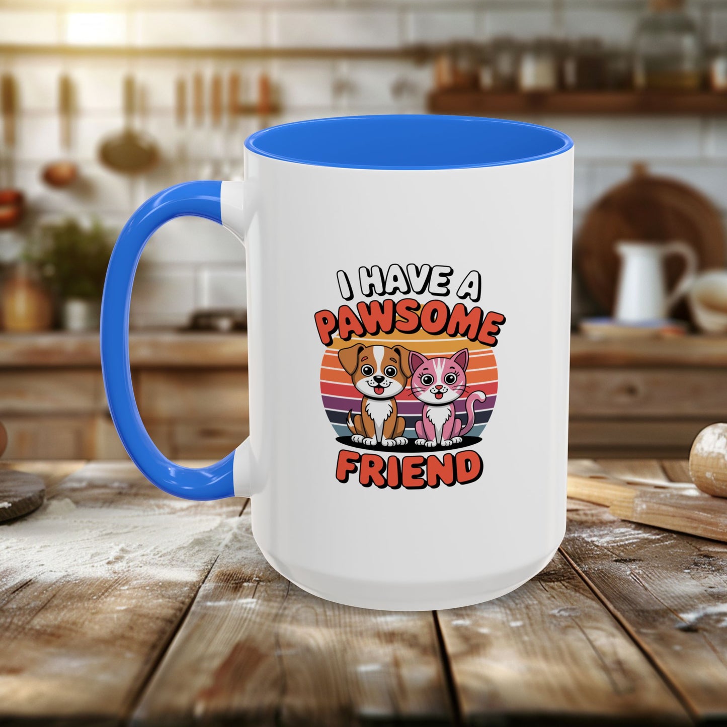 colorful mugs (11oz, 15oz) - i have a pawesome friend | funny dog lover gift | cute pet quote design