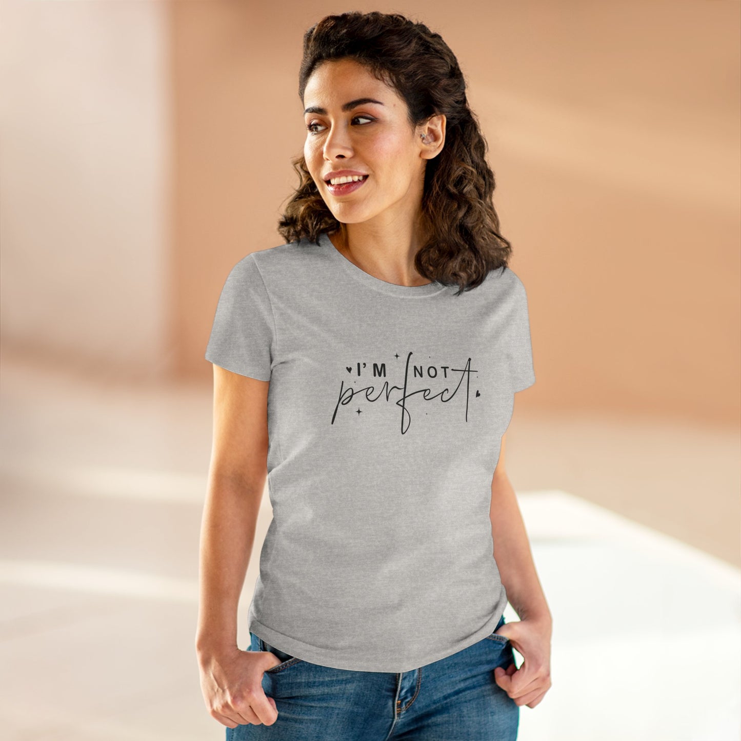women's midweight cotton tee - i’m not perfect - self-acceptance quote