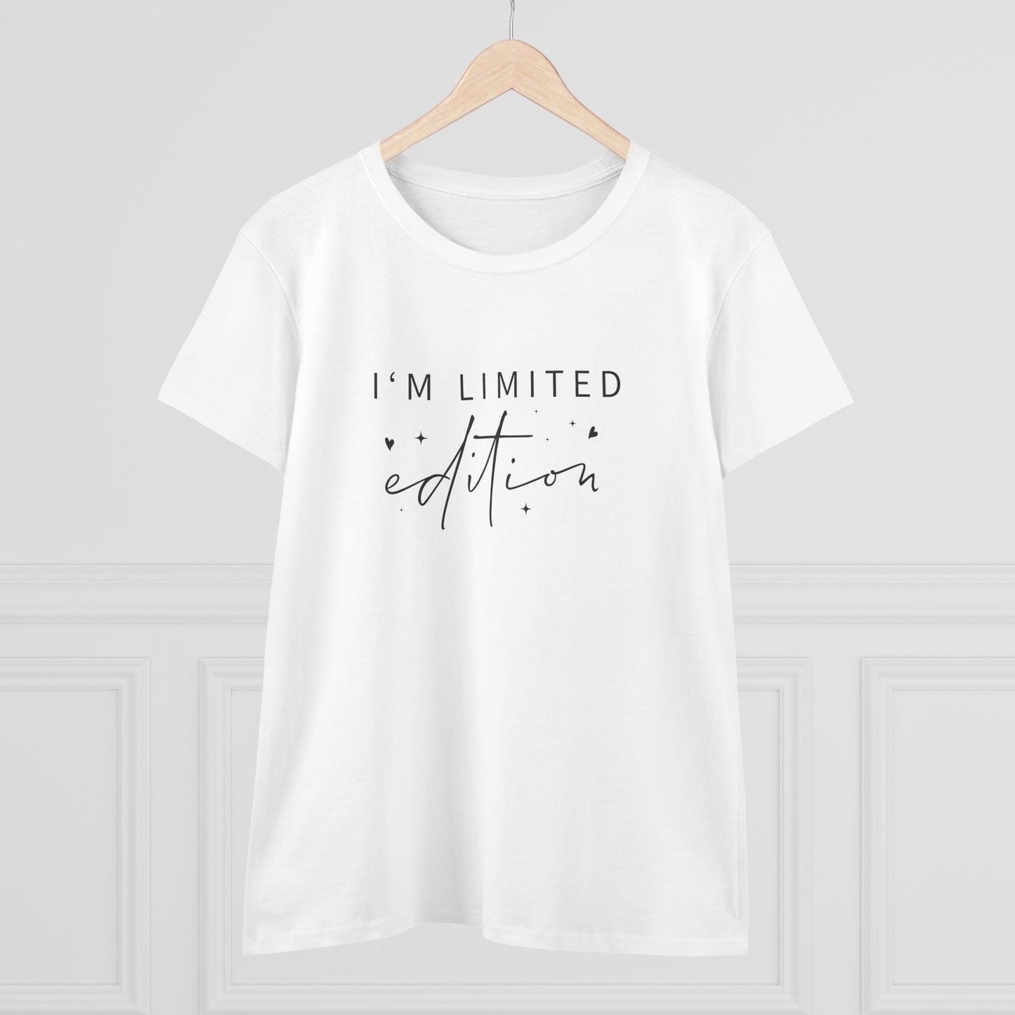 women's midweight cotton tee - i’m limited edition - unique confidence quote