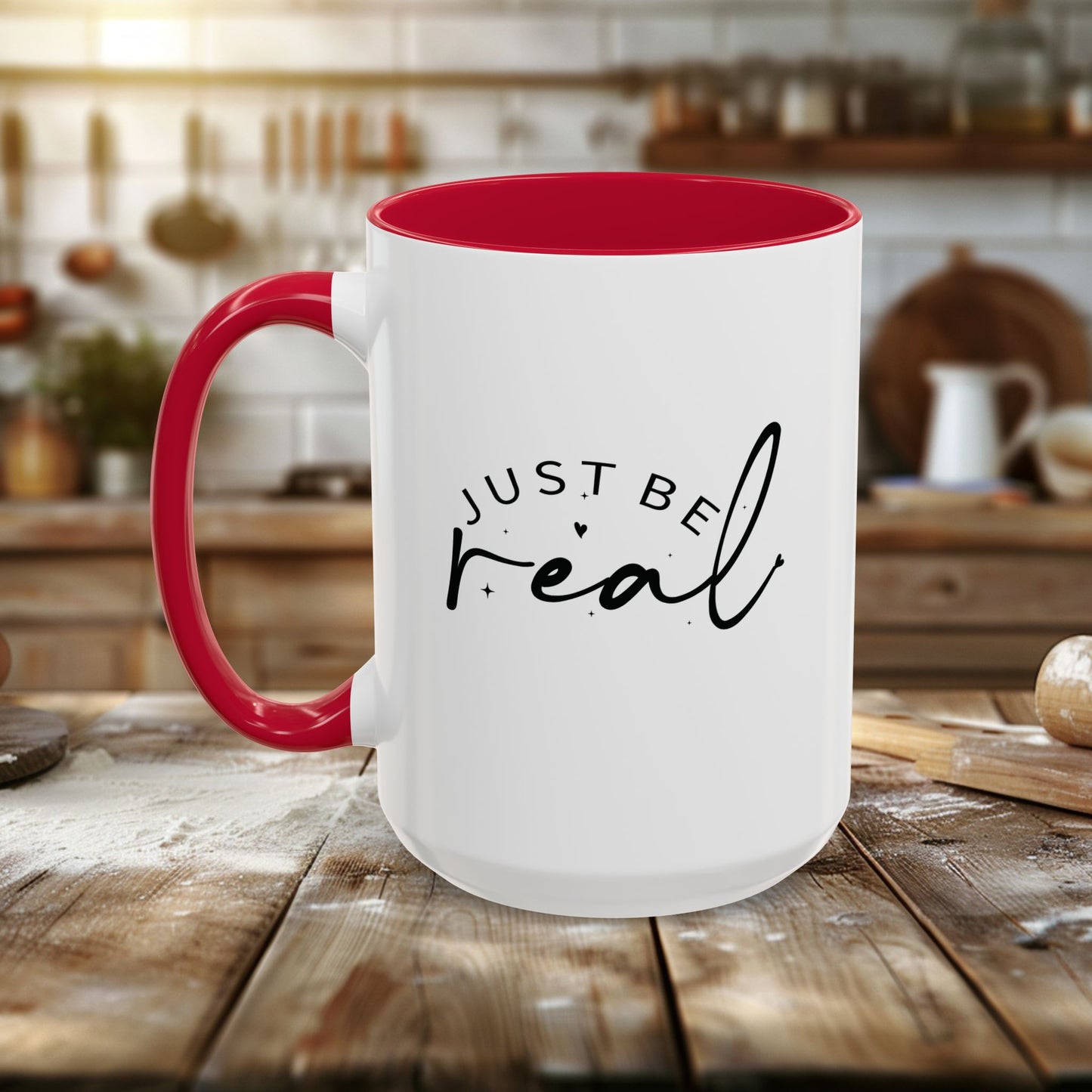 colorful mugs (11oz, 15oz) - just be real - authentic living quote