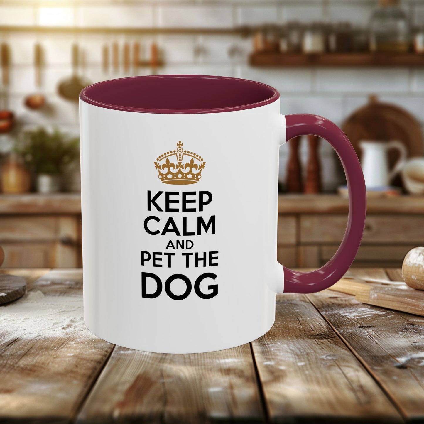 colorful mugs (11oz, 15oz) - keep calm and pet the dog | funny dog lover gift | cute pet quote design