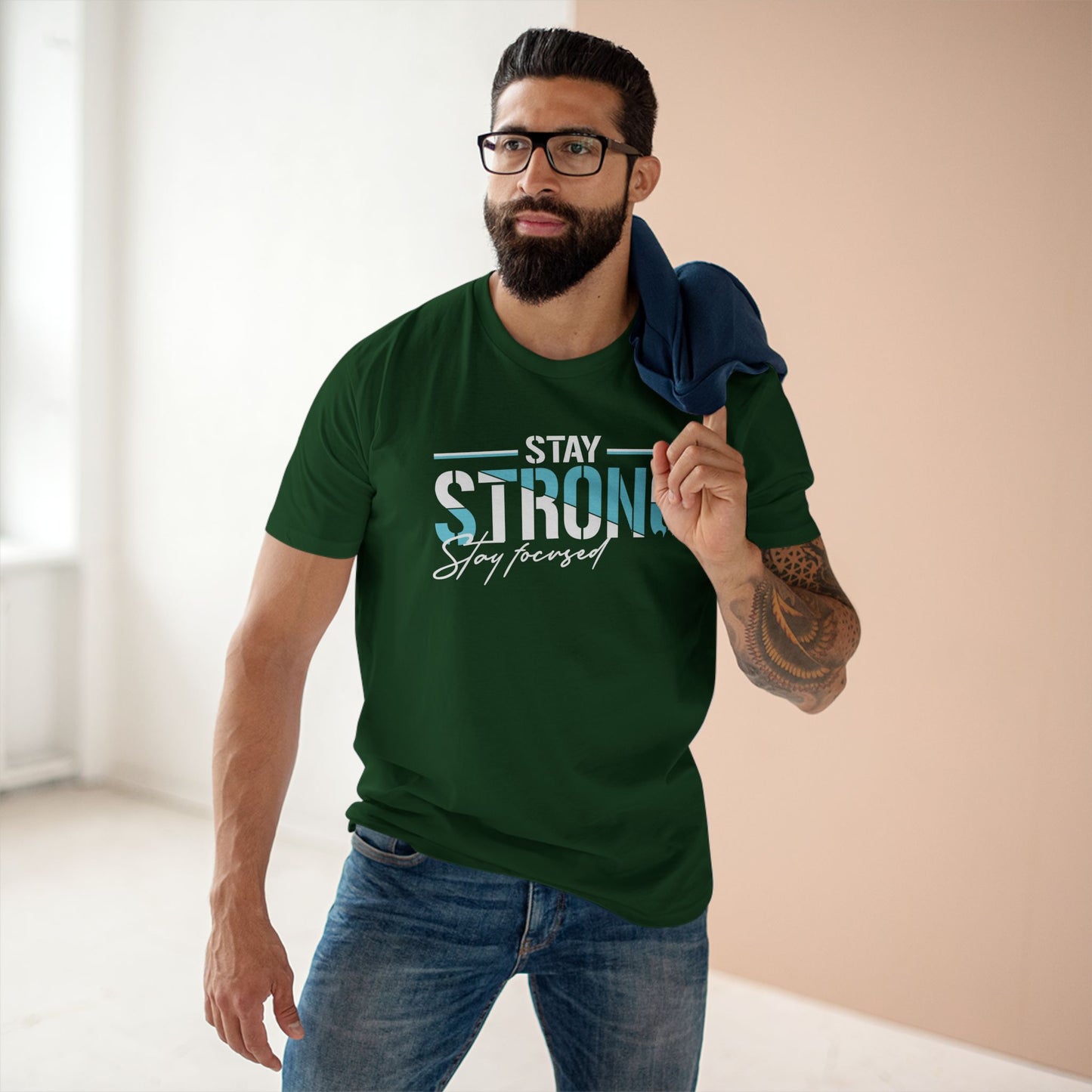 adult staple tee - stay strong - simple motivation design