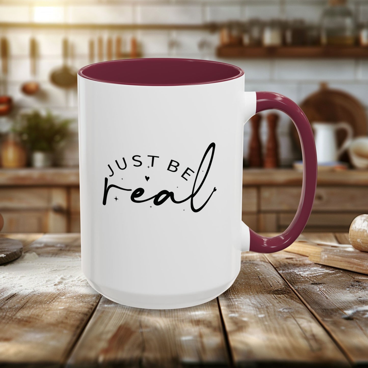 colorful mugs (11oz, 15oz) - just be real - authentic living quote