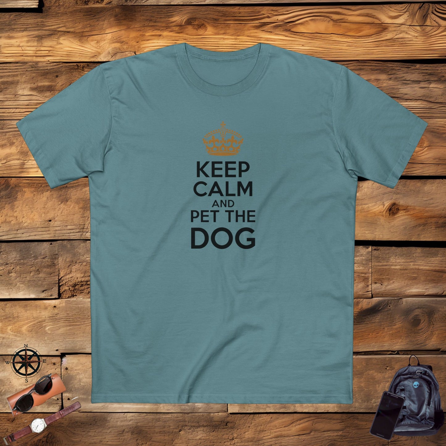 adult staple tee - keep calm and pet the dog | funny dog lover gift | cute pet quote design