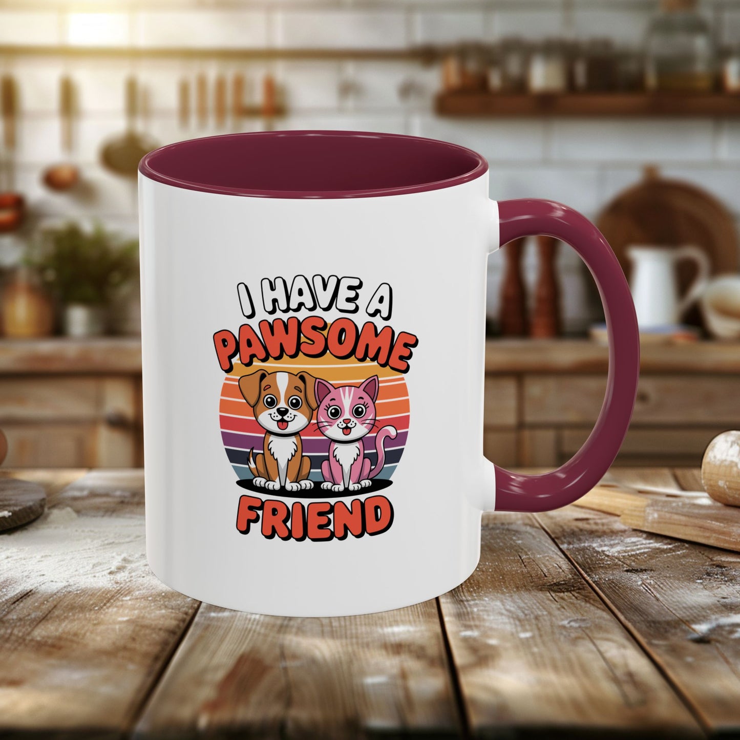 colorful mugs (11oz, 15oz) - i have a pawesome friend | funny dog lover gift | cute pet quote design