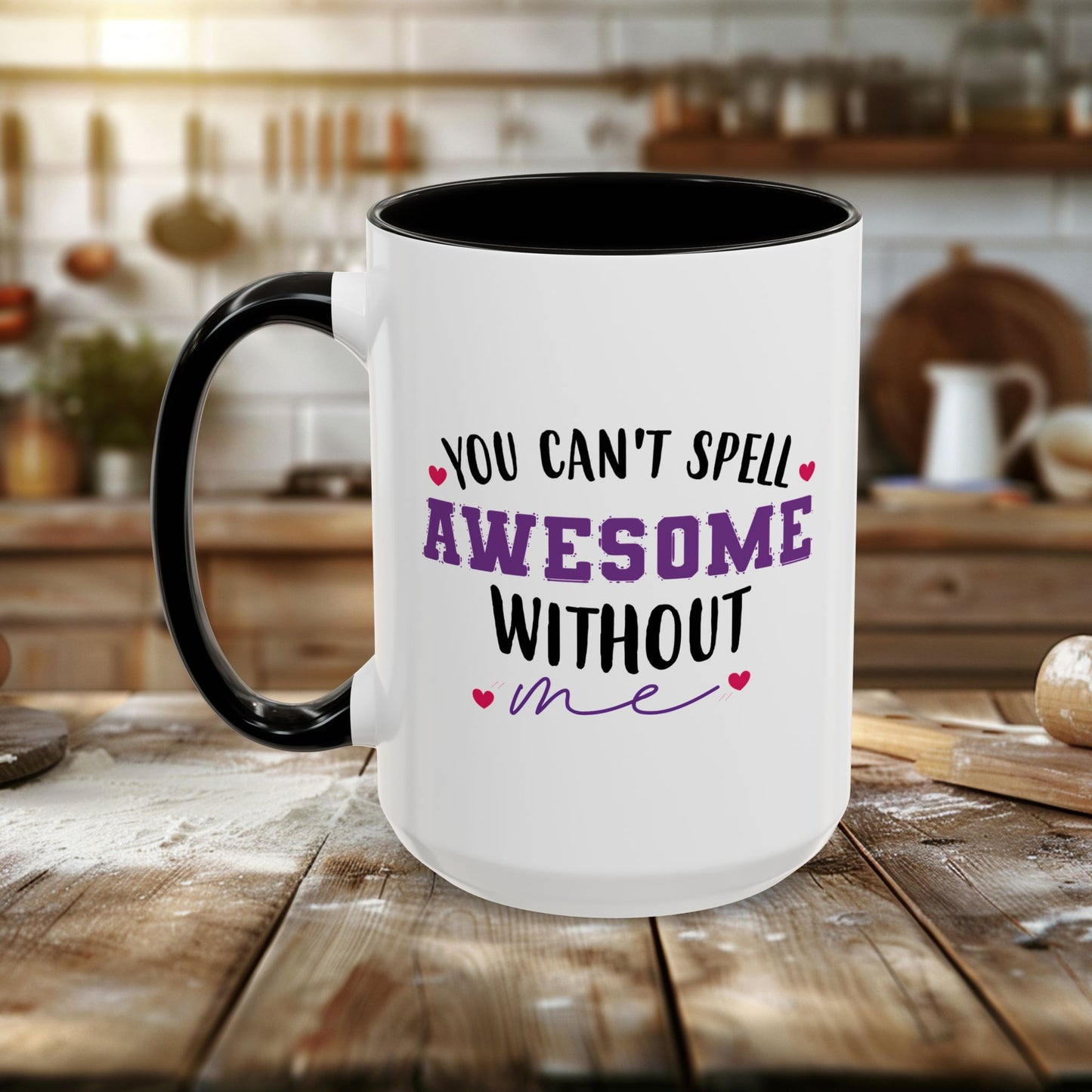 colorful mugs (11oz, 15oz) - you can’t spell awesome without me - funny confidence quote