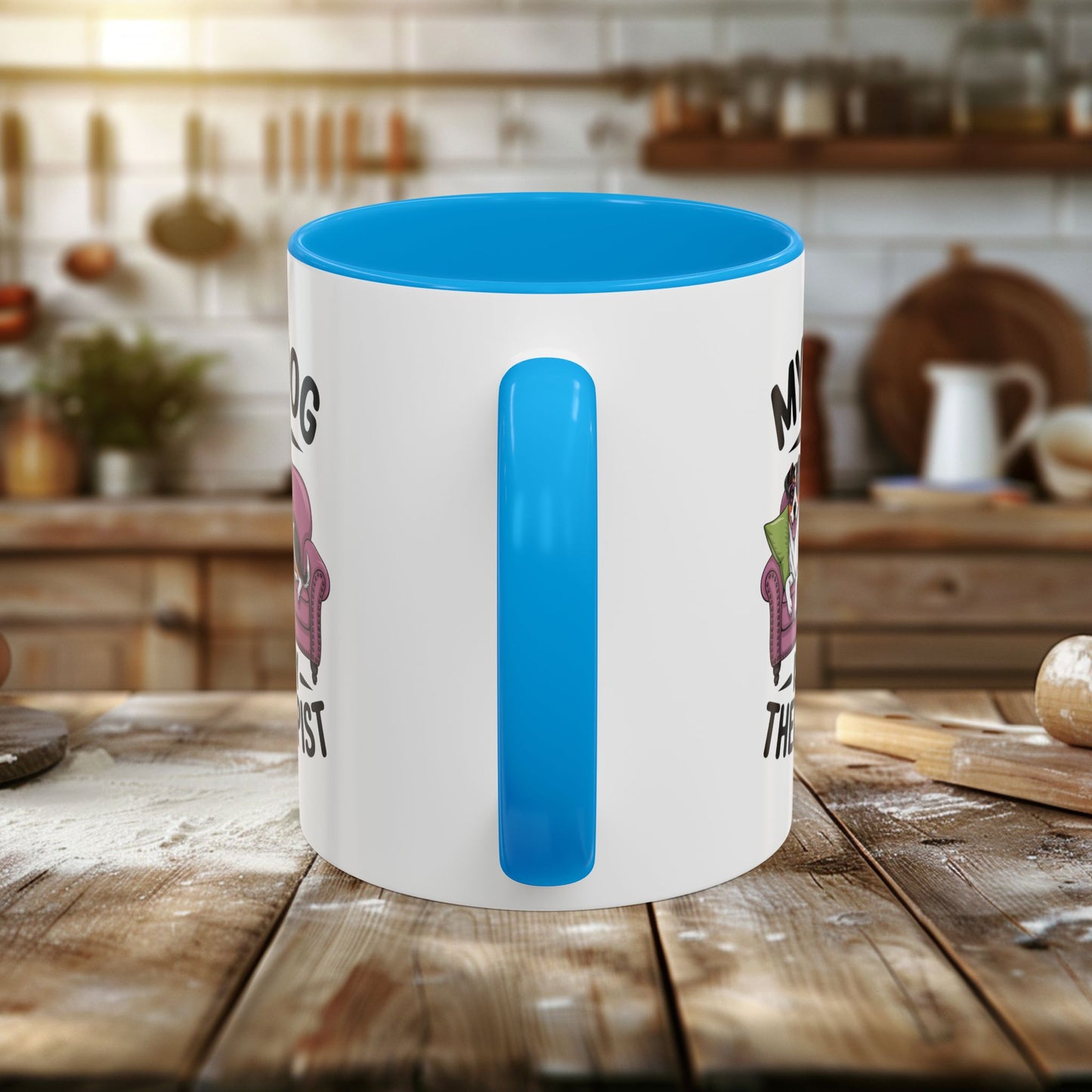 colorful mugs (11oz, 15oz) - my dog is my therapist | funny dog lover gift | cute pet quote design