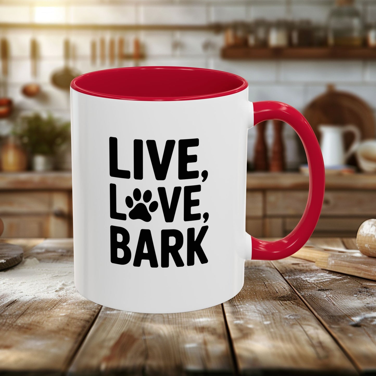 colorful mugs (11oz, 15oz) - live love bark | funny dog lover gift | cute pet quote design