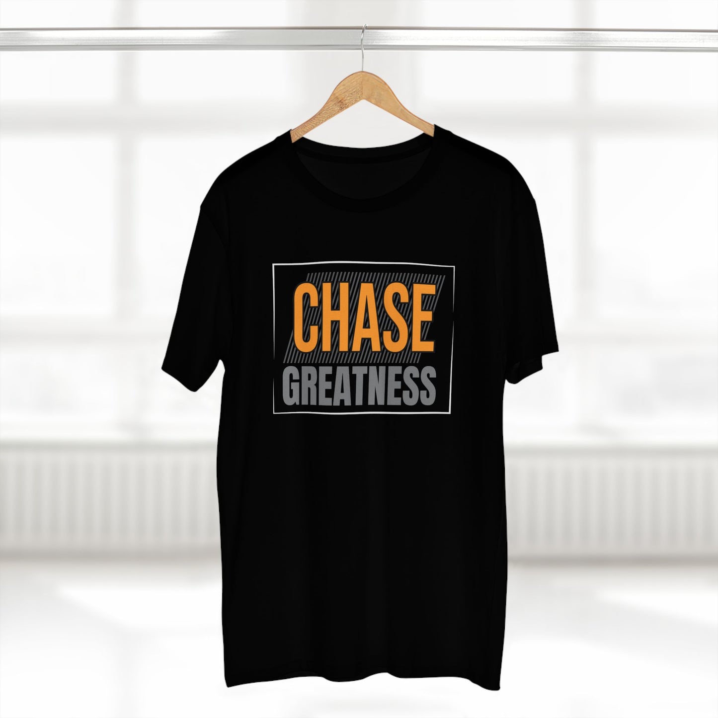 adult staple tee - chase greatness - bold motivation quote