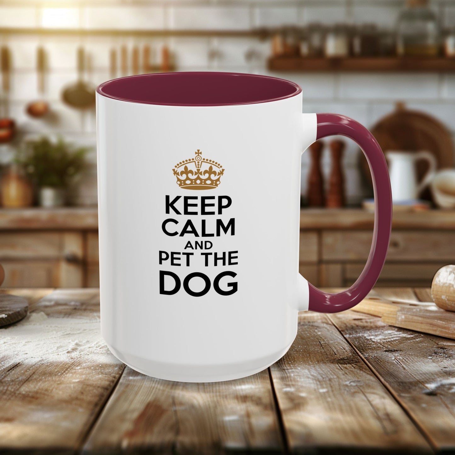 colorful mugs (11oz, 15oz) - keep calm and pet the dog | funny dog lover gift | cute pet quote design