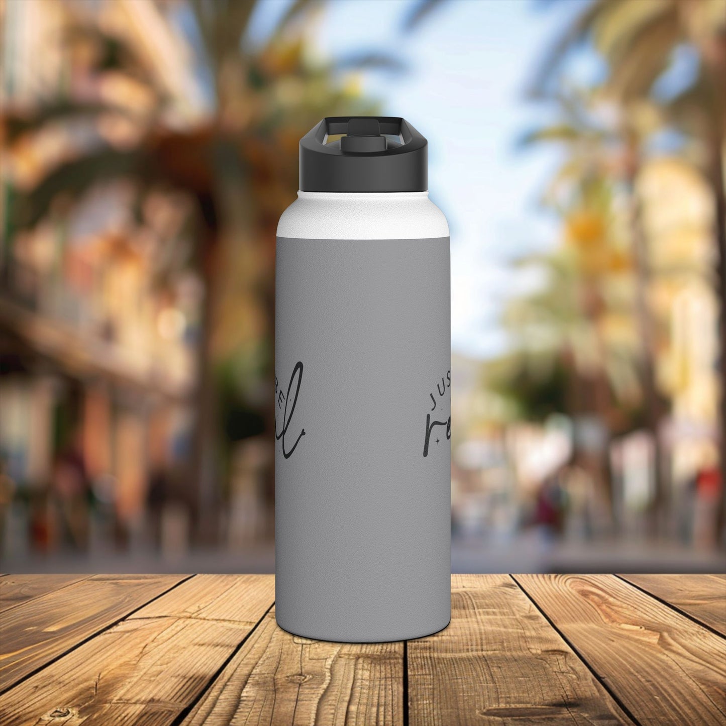 stainless steel water bottle, standard lid - just be real - authentic living quote