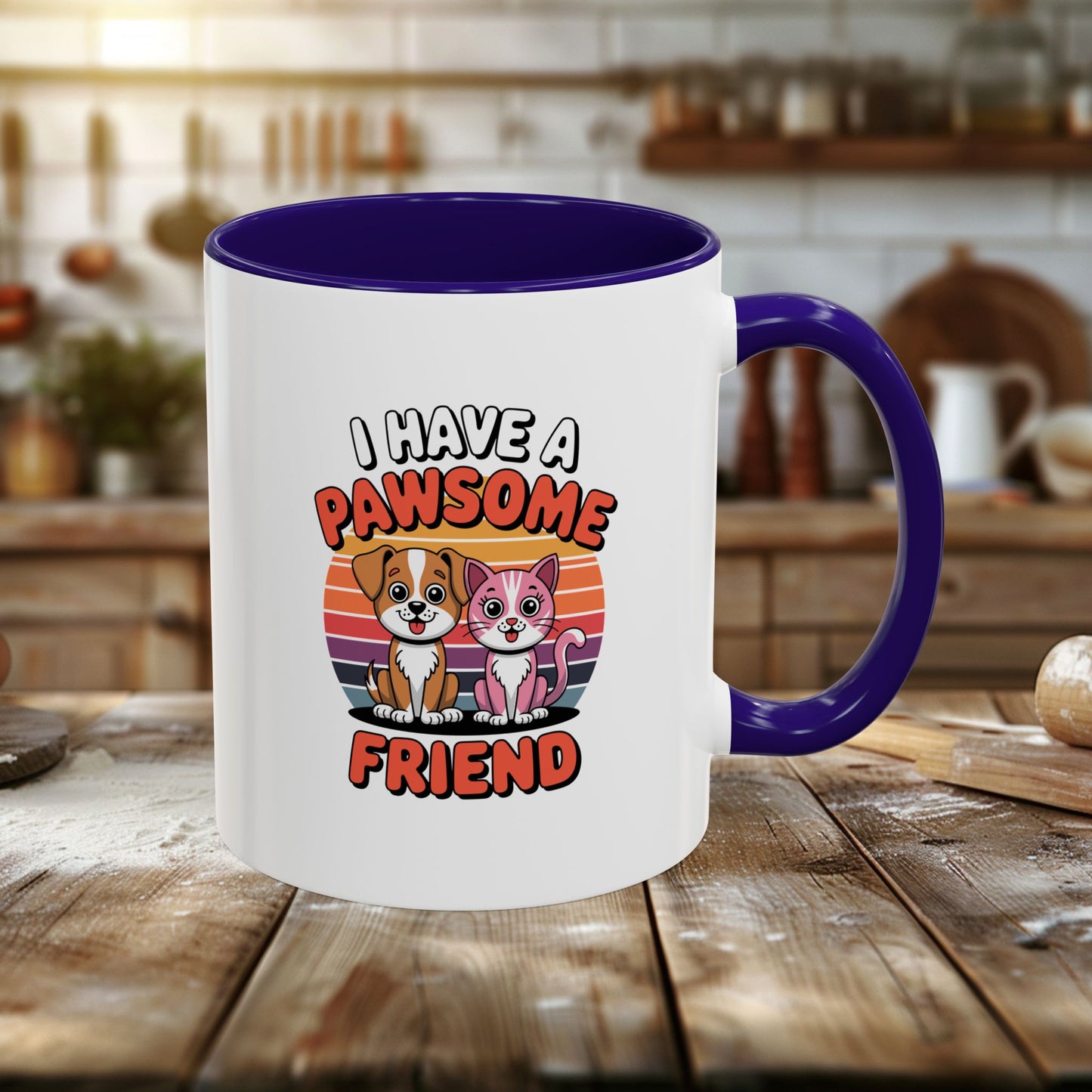 colorful mugs (11oz, 15oz) - i have a pawesome friend | funny dog lover gift | cute pet quote design
