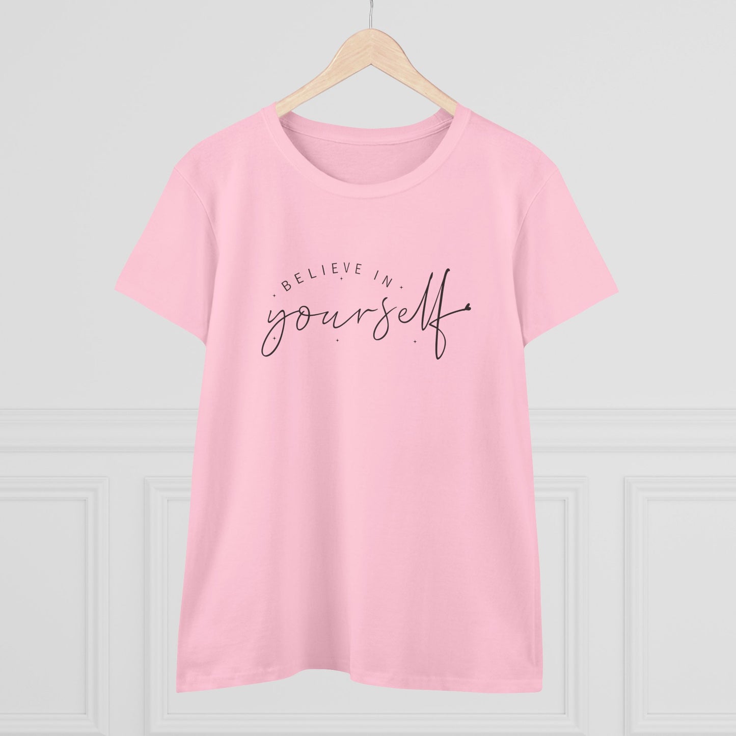 women's midweight cotton tee - believe in yourself - classic self-esteem booster