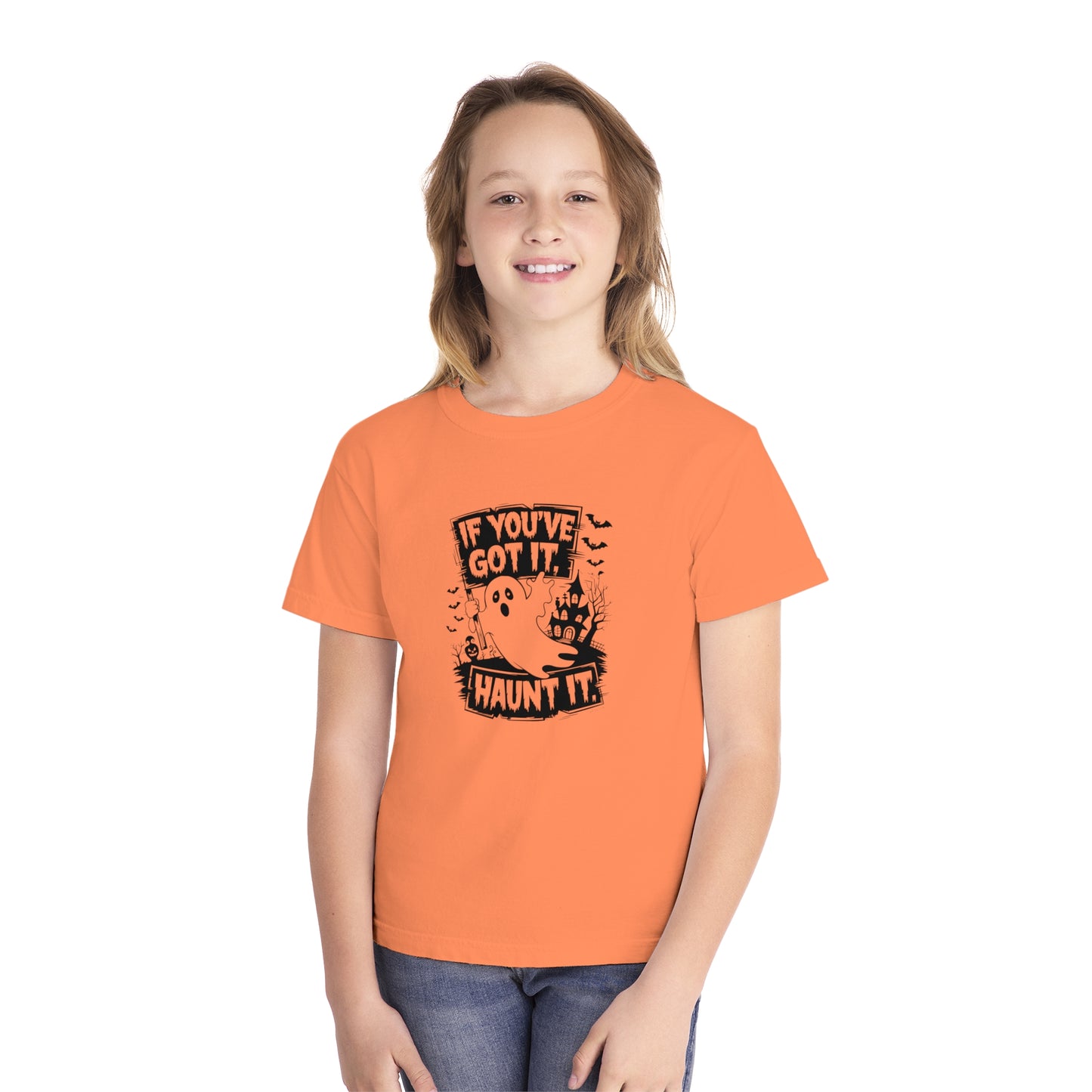 youth t-shirt, youth halloween t-shirt, if you've got it haunt it!