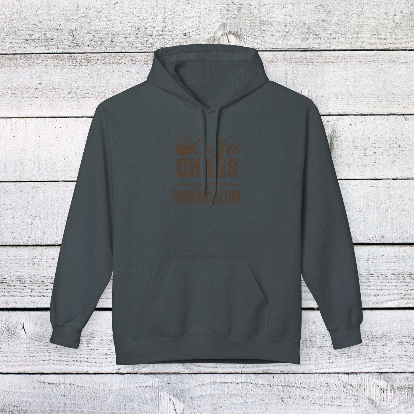 unisex softstyle hoodie - coffee, chaos, and curriculum design. teachers with attitude.