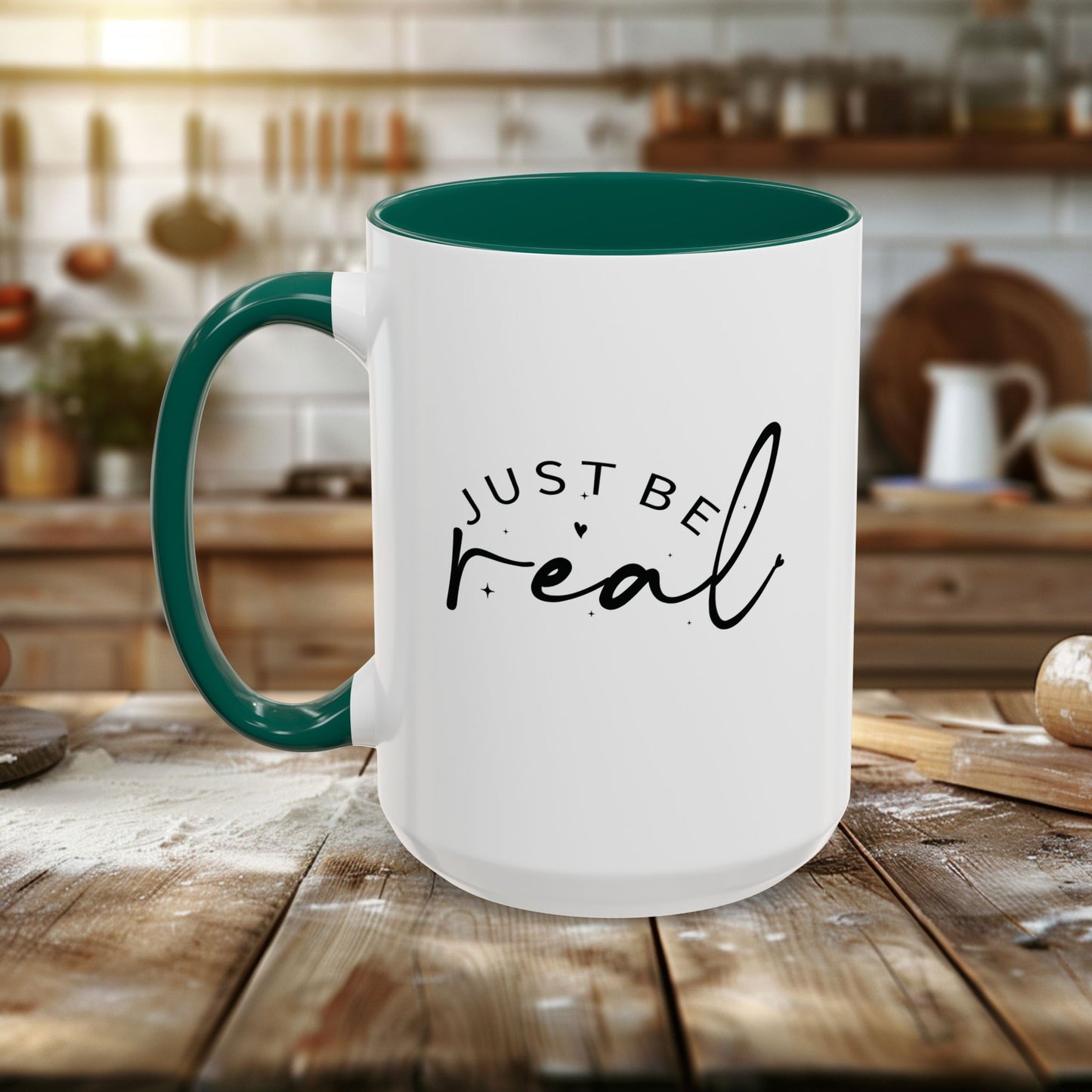 colorful mugs (11oz, 15oz) - just be real - authentic living quote