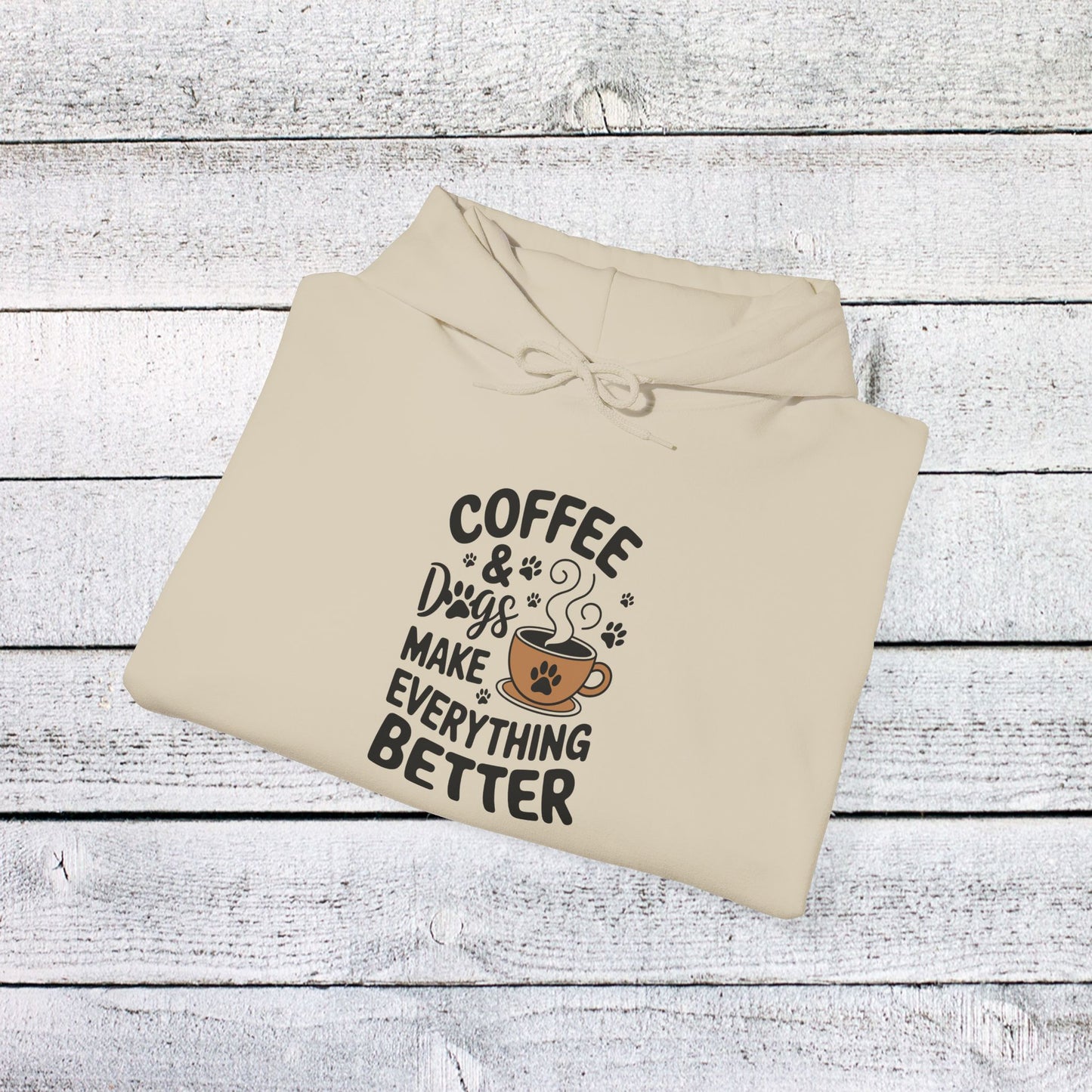 unisex heavy blend™ hooded sweatshirt - coffee and dogs make everything better | funny dog lover gift | cute pet quote design