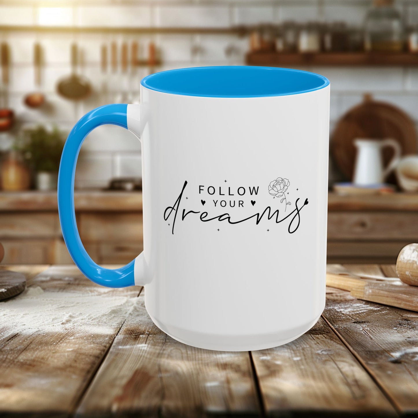 colorful mugs (11oz, 15oz) - follow your dreams - dream big quote