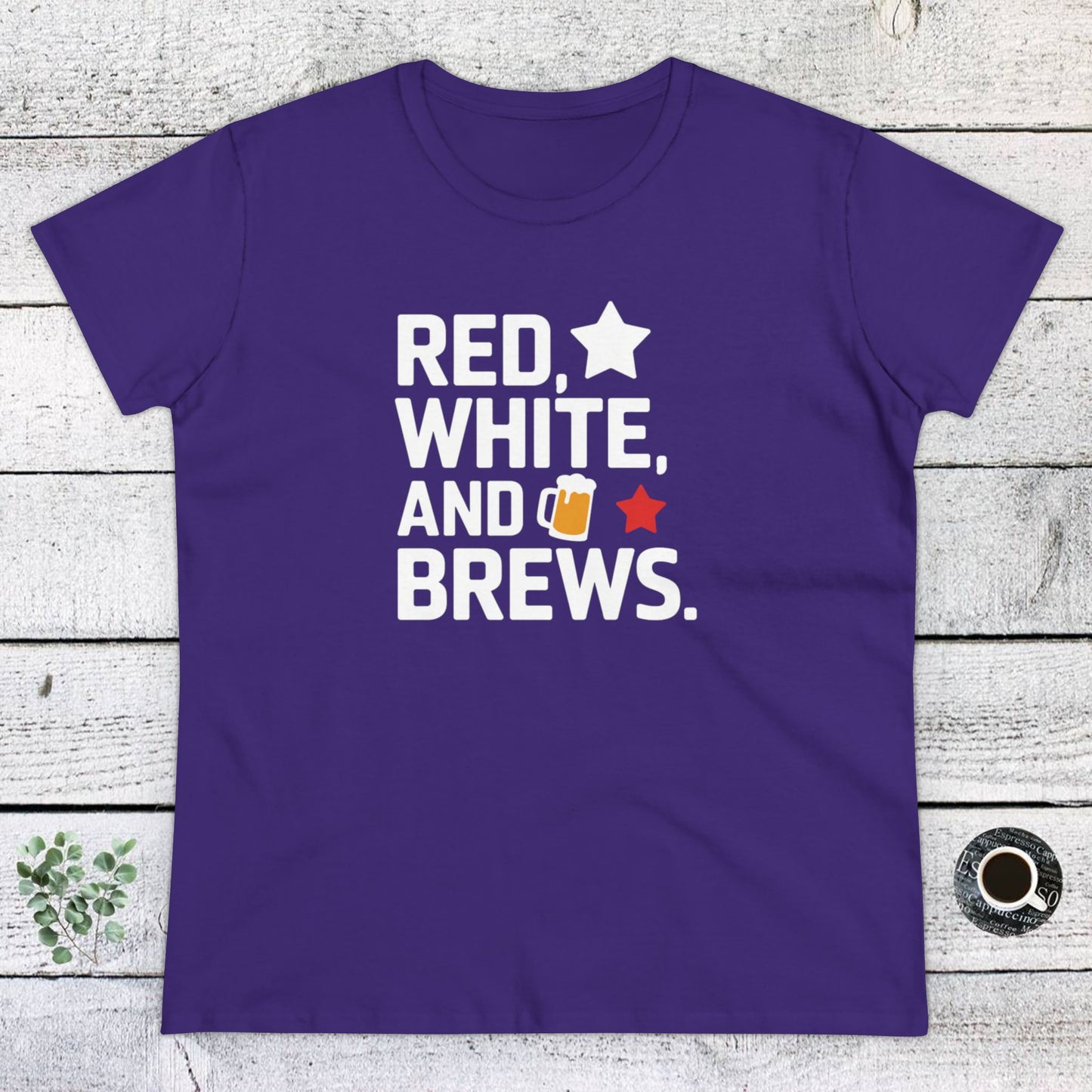 women's t-shirt, women's tee, funny gift, red white and brews!